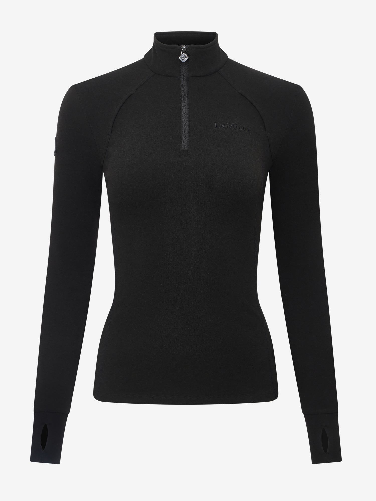 LeMieux Frances Black Quarter Zip Fleece Pullover - Lightweight Athletic Top with Thumbholes from Equiflair