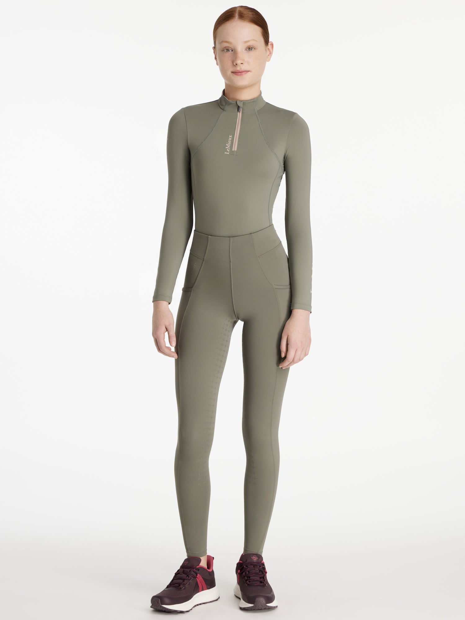 LEMIEUX Young Rider Orla Pull Ons Rosemary at Equiflair: Technical riding leggings with full seat grip and handy leg pockets.