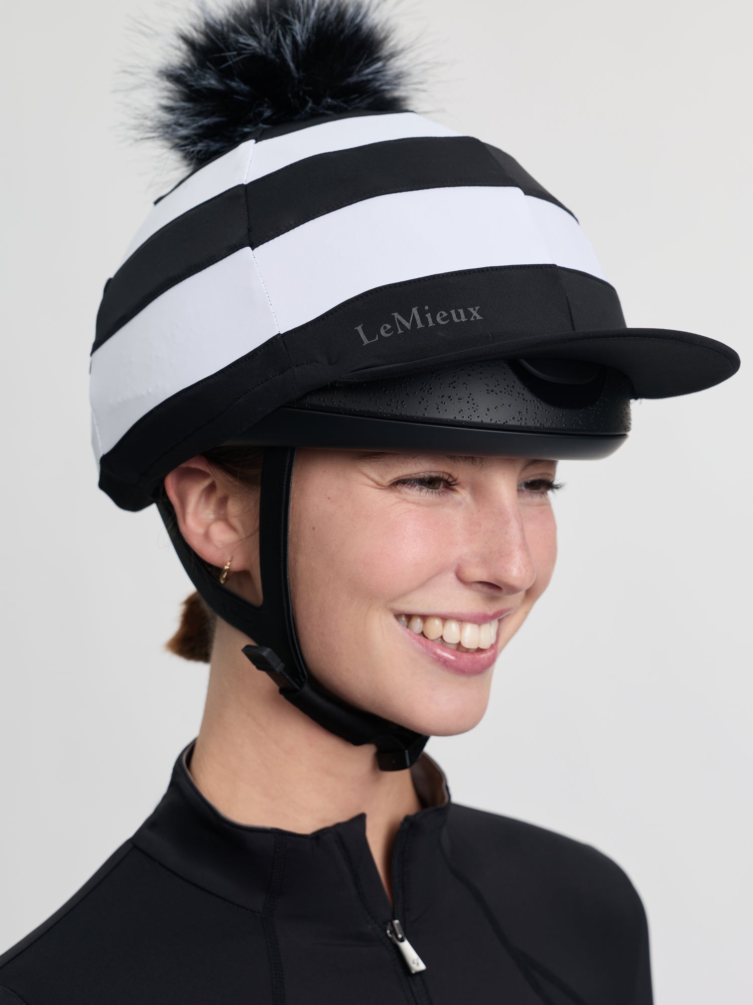 LeMieux Derby Pom Hat Silk Black | Equiflair