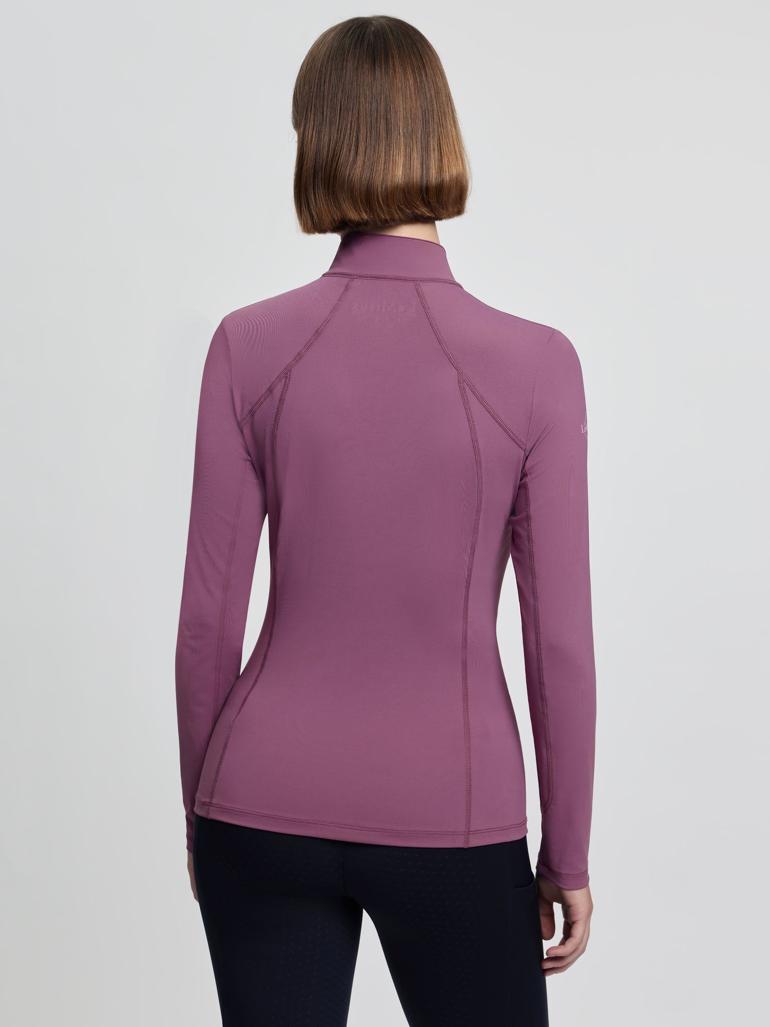 LeMieux Classique Mallow Base Layer: Women's Long Sleeve Riding Top, Purple Activewear - Back View
