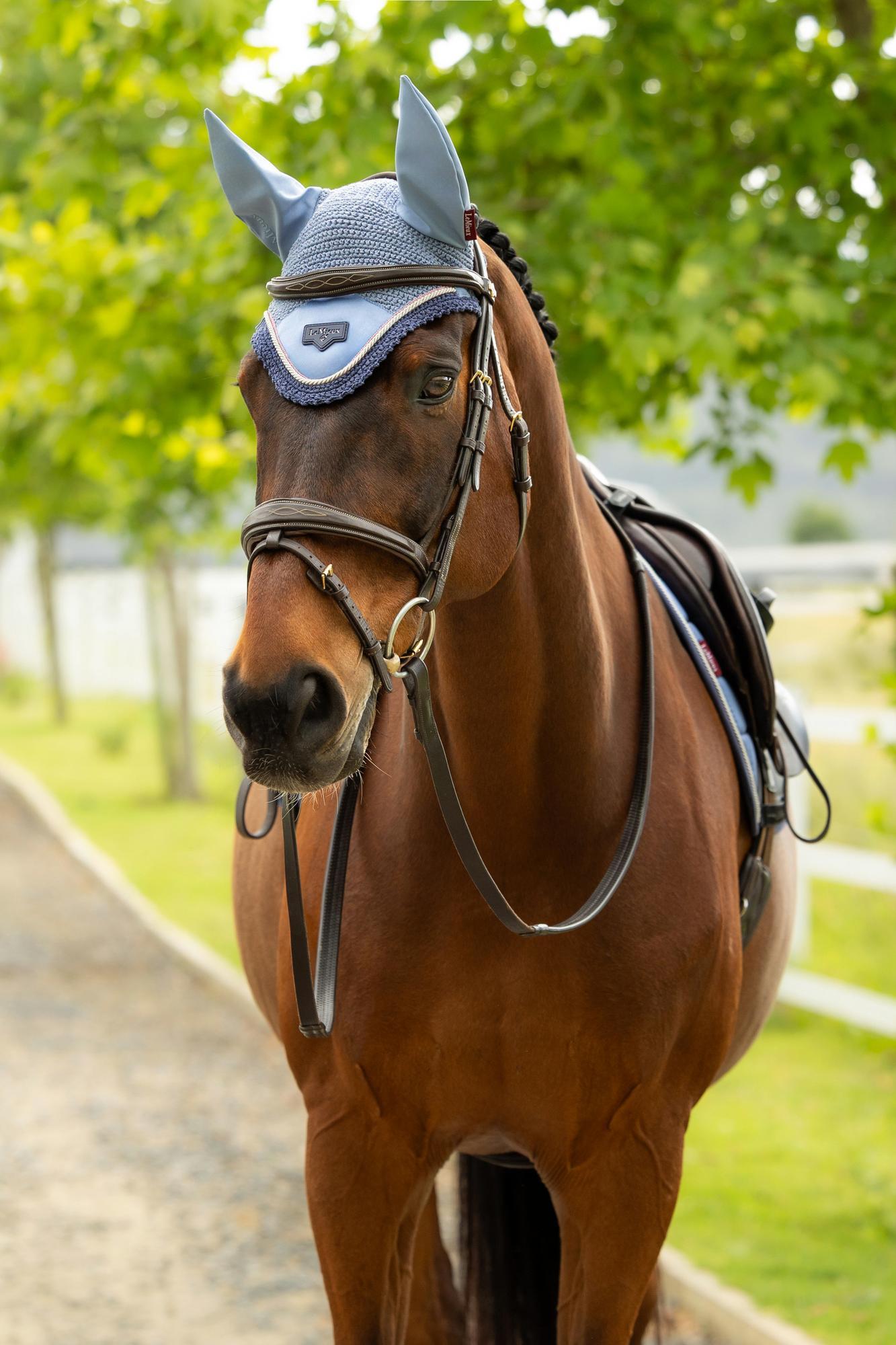 LEMIEUX LOIRE FLY HOOD Powder Blue Horse Equiflair | Fly Mask Protective Gear for Equestrian Sports