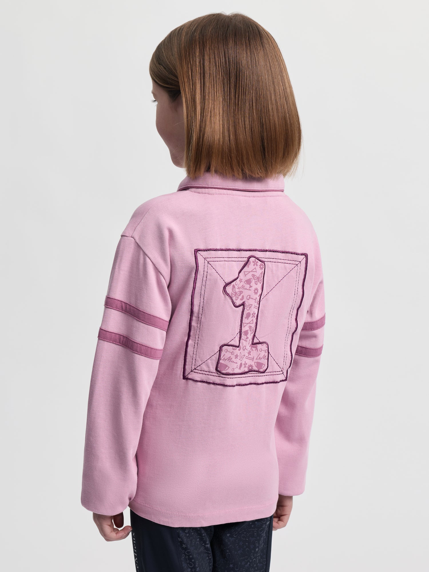 Lemieux Mini Robbie Rugby Shirt Mallow - Kids' Equestrian Apparel at Equiflair. Comfortable Rugby Top with Embroidered Number 1.
