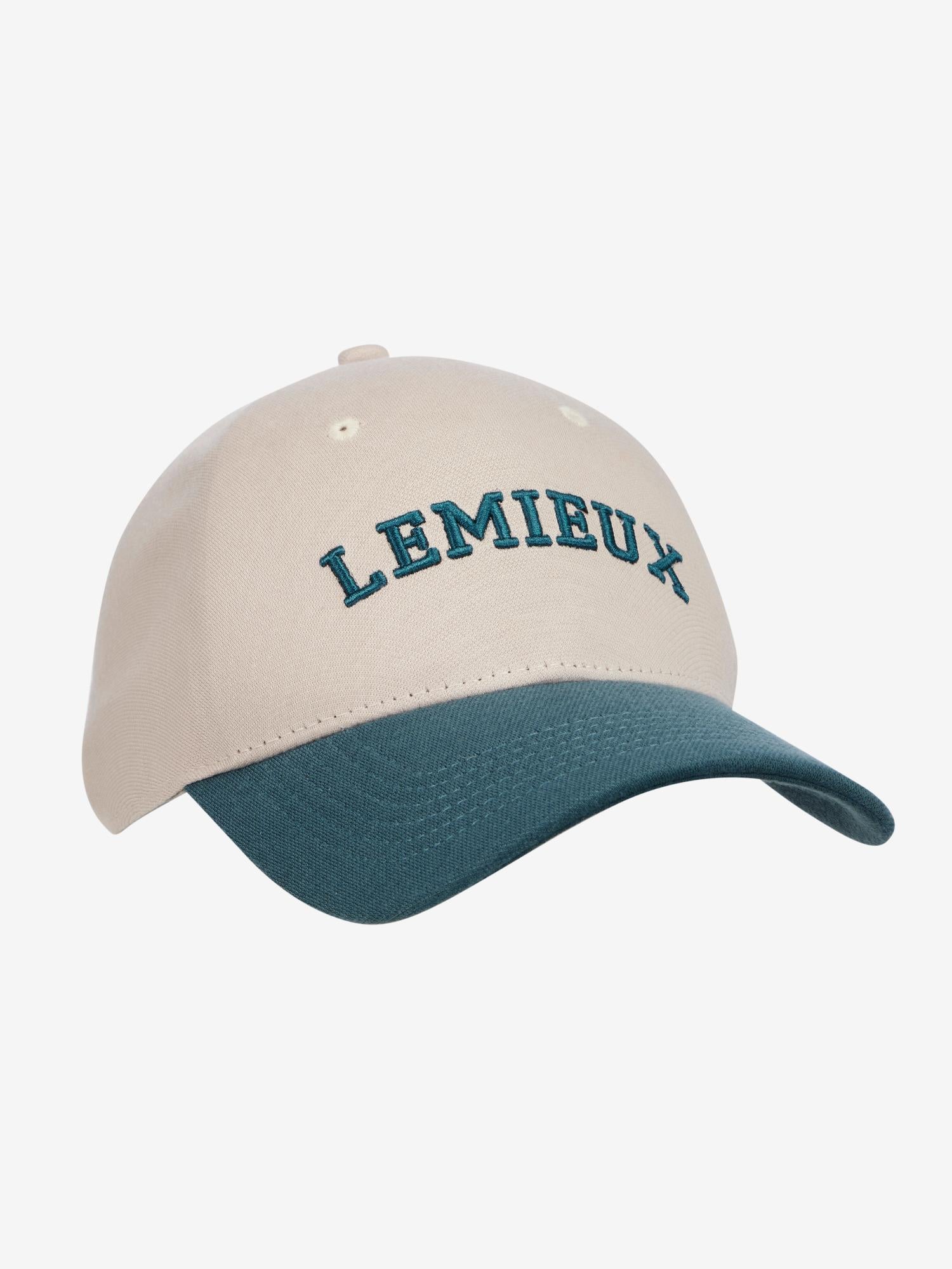 LeMieux Ashley Cap Stone: Retro Style Baseball Cap, Beige & Teal. Equestrian Fashion Headwear.