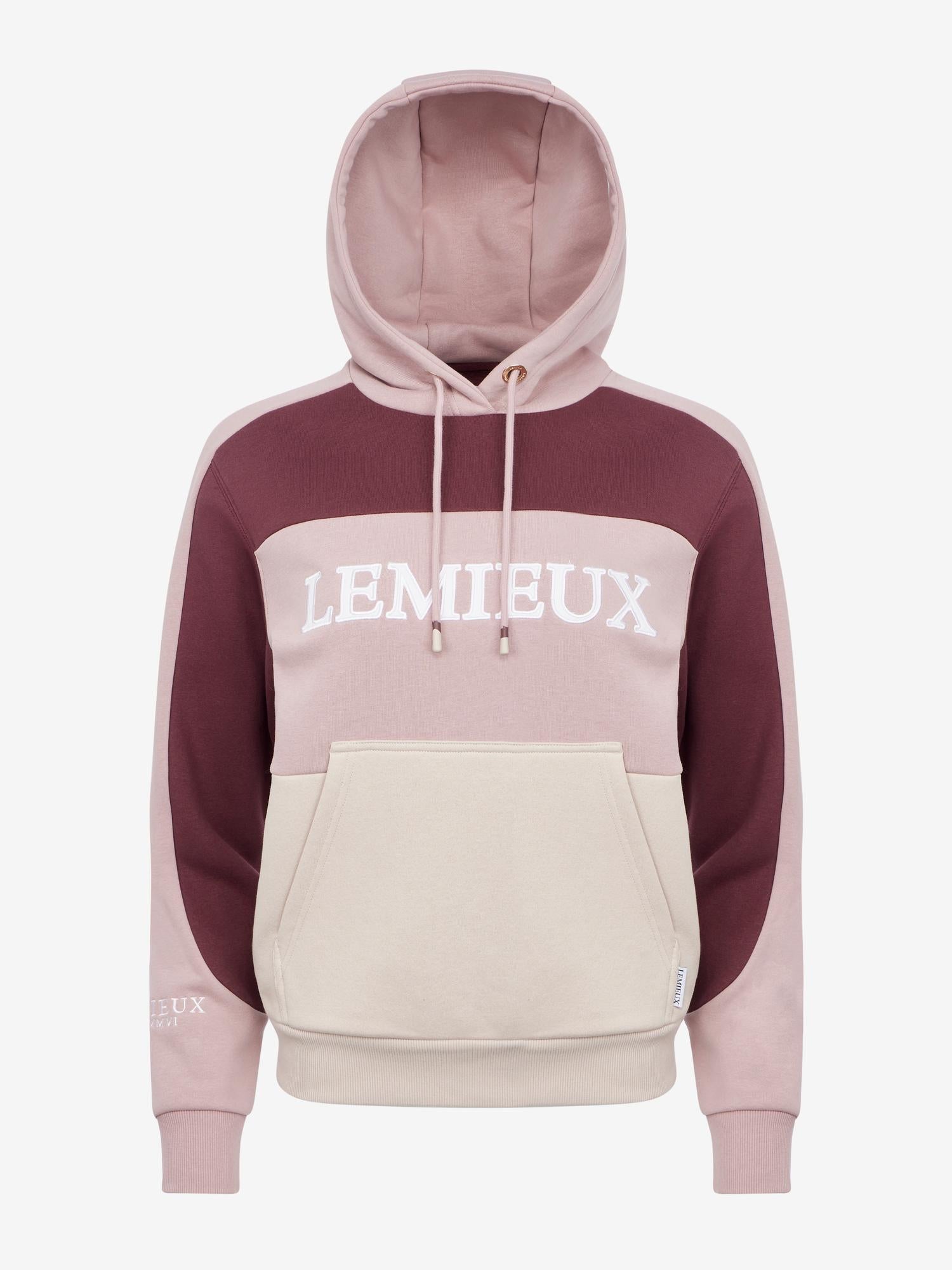 LeMieux Kadie Colour Block Hoodie Wild Rose Pink Maroon Embroidered Logo