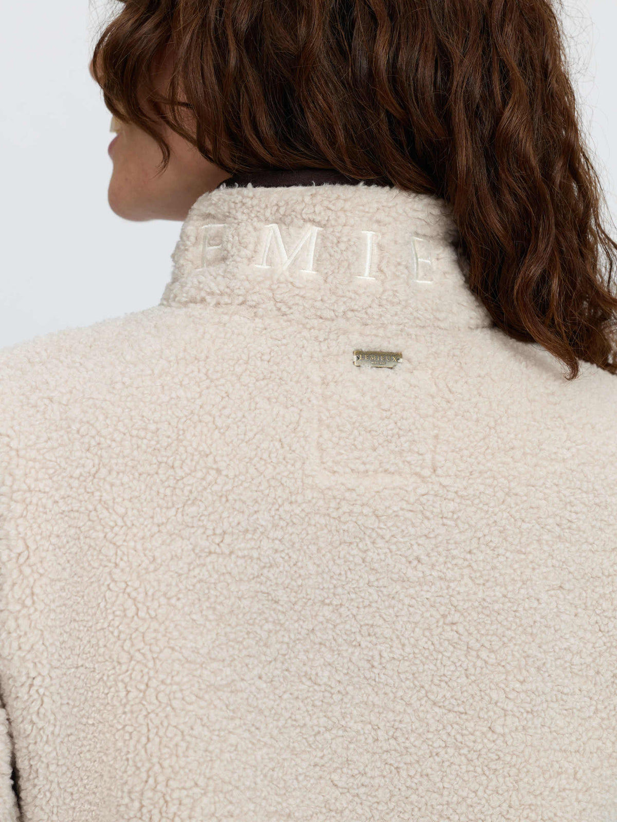LeMieux Heritage Borg Zip Through Jacket in Stone with embroidered logo detail