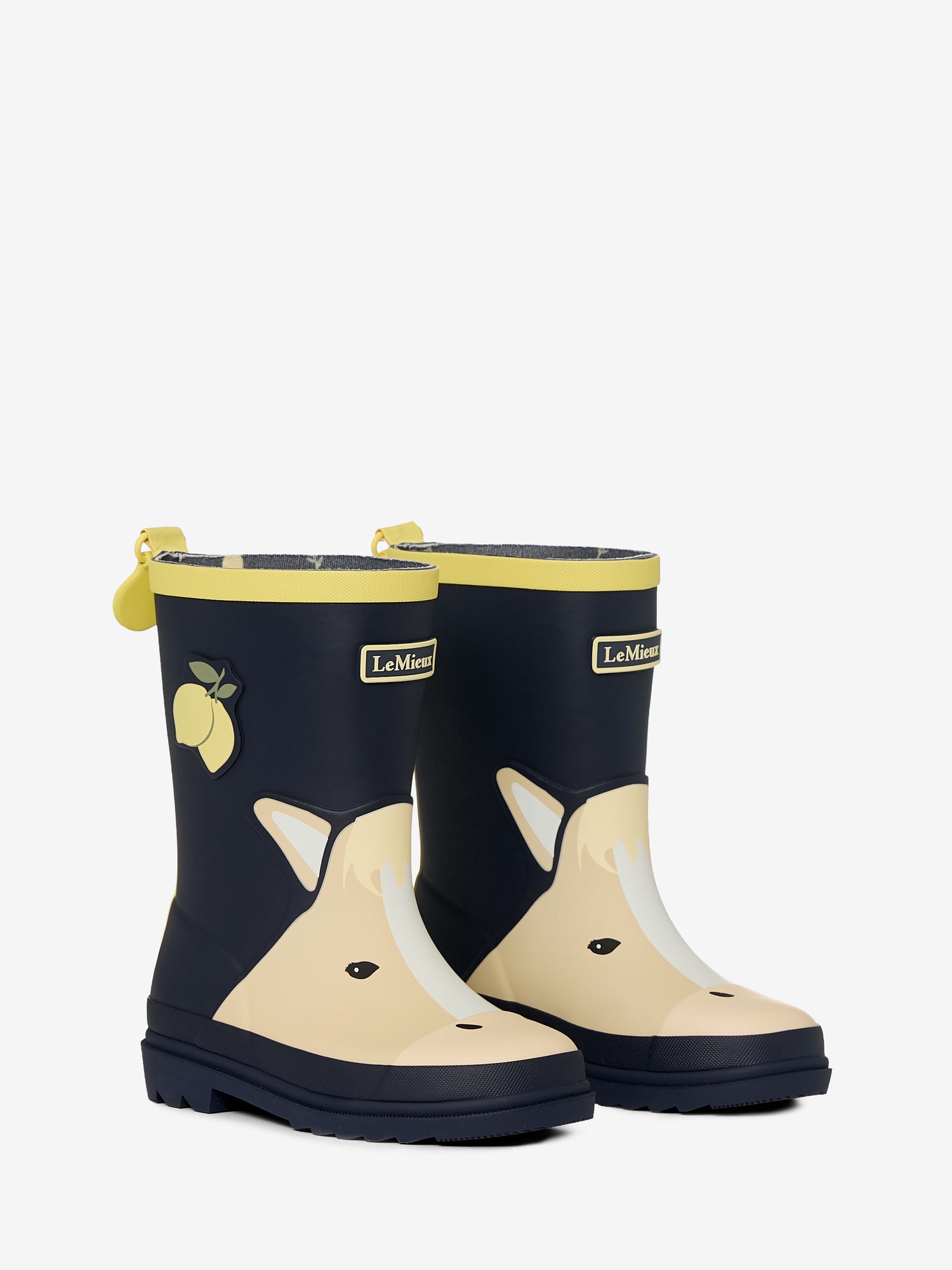 LeMieux Lemon Pony Kids Wellies - Navy Blue Rubber Rain Boots