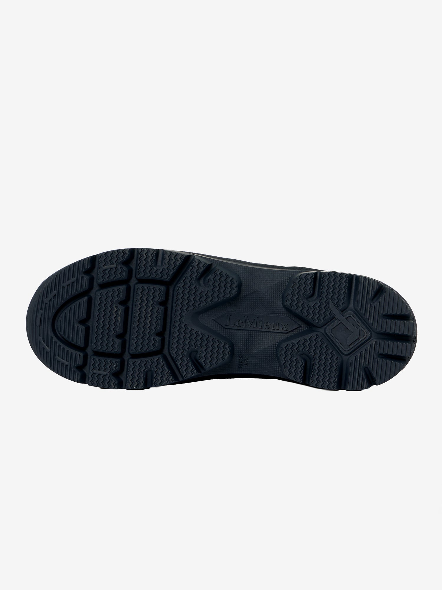 LeMieux Junior Bramshaw Welly Navy outsole with rugged, high-traction tread pattern for grip