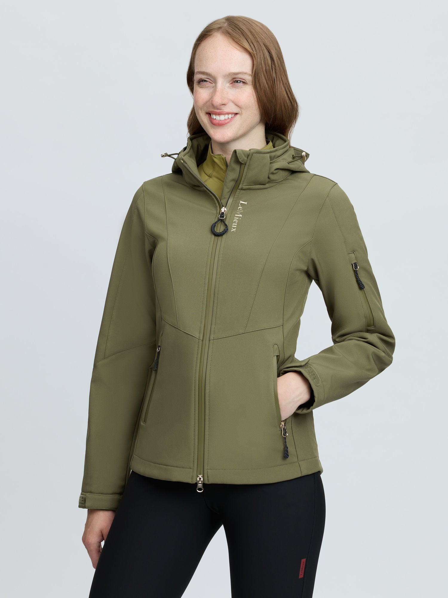 LeMieux Celine Softshell Jacket in Willow Green for women - water-resistant riding jacket