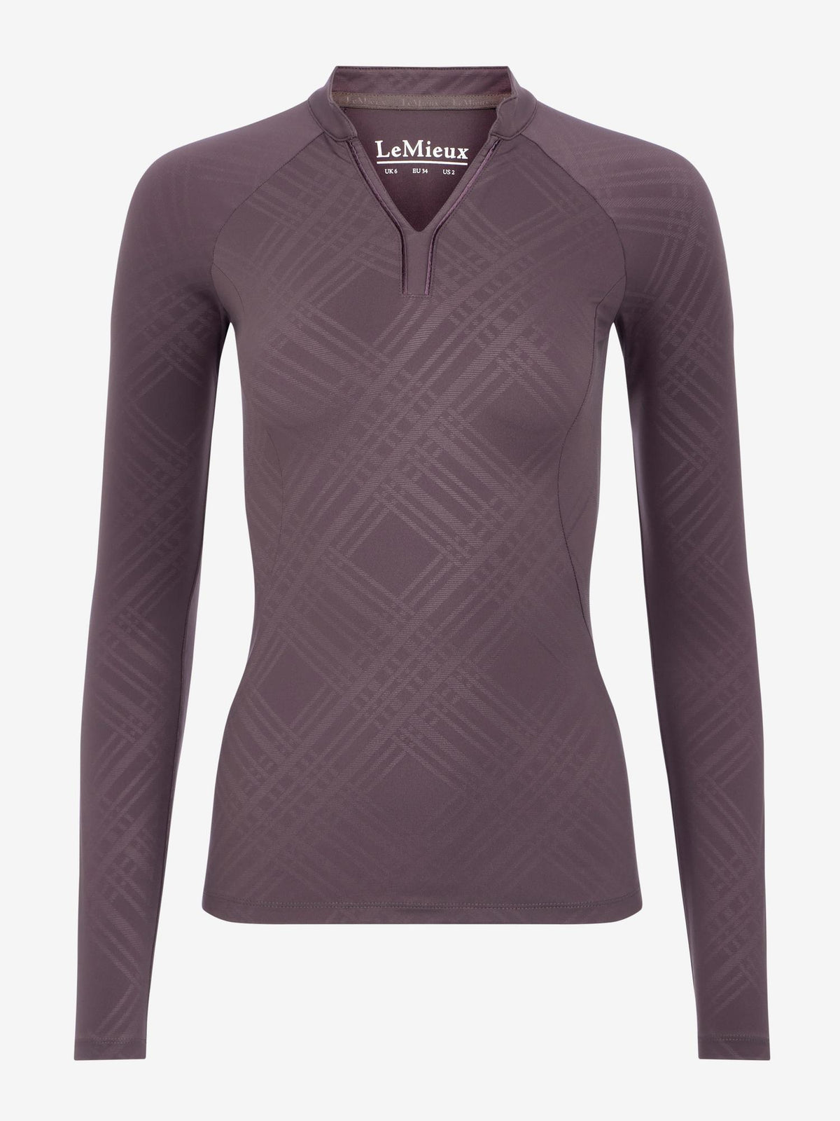 LeMieux Heritage Check Long Sleeve Base Layer Top in Cocoa - Equestrian Riding Shirt