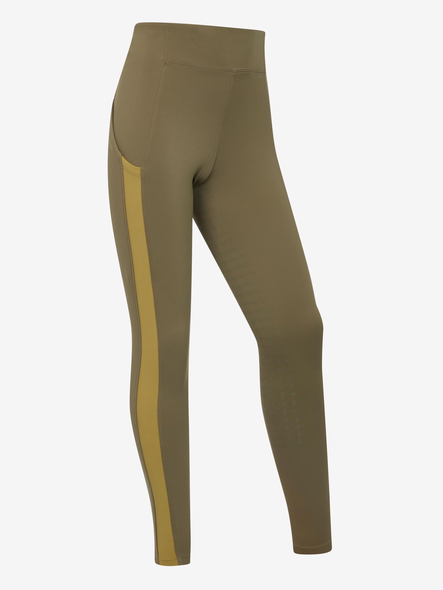 LeMieux Young Rider Orla Pull-On Equestrian Leggings in Willow Green with Full Seat Grip