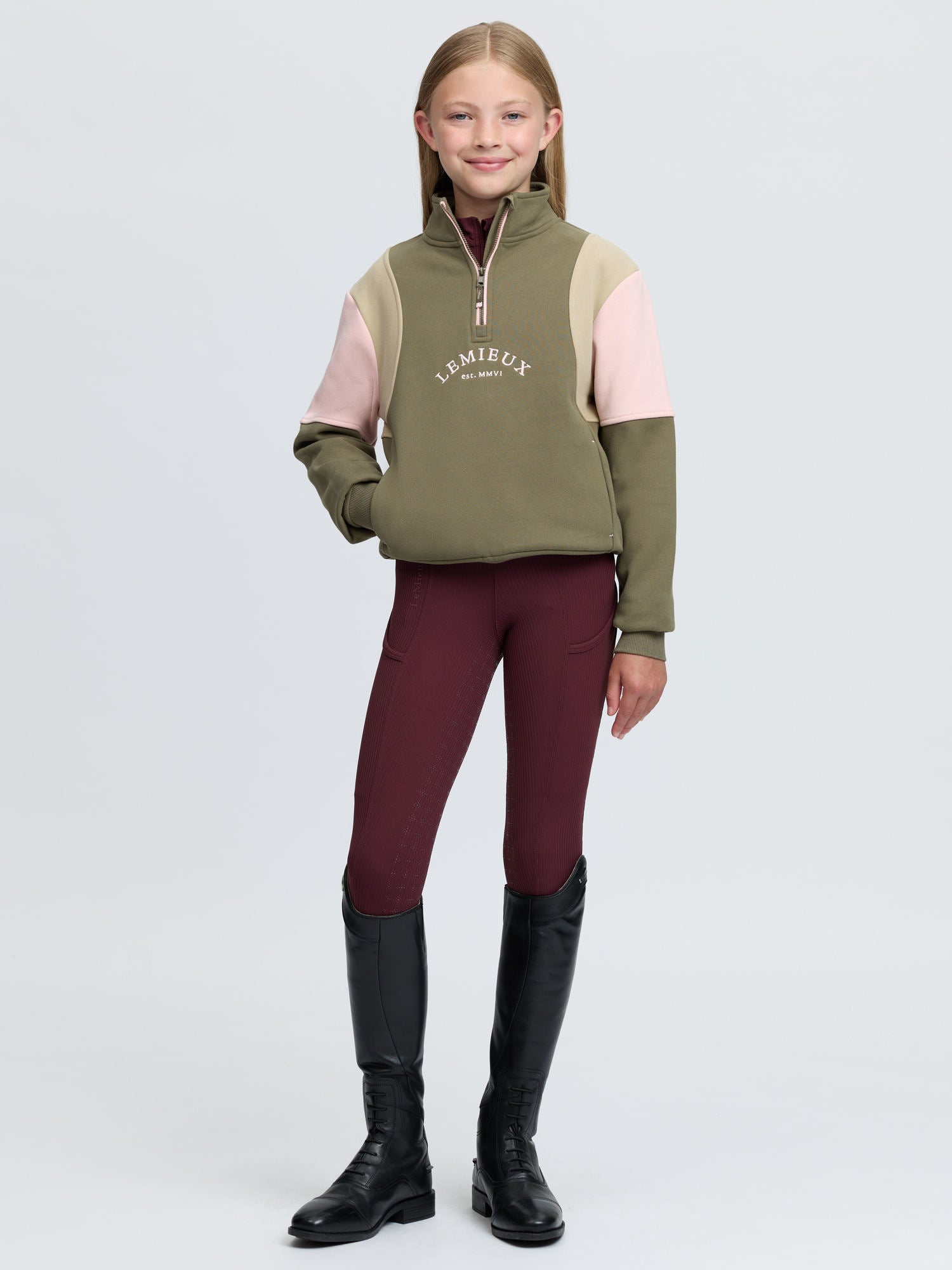 LeMieux Young Rider Viola Quarter Zip Sweat Willow Green