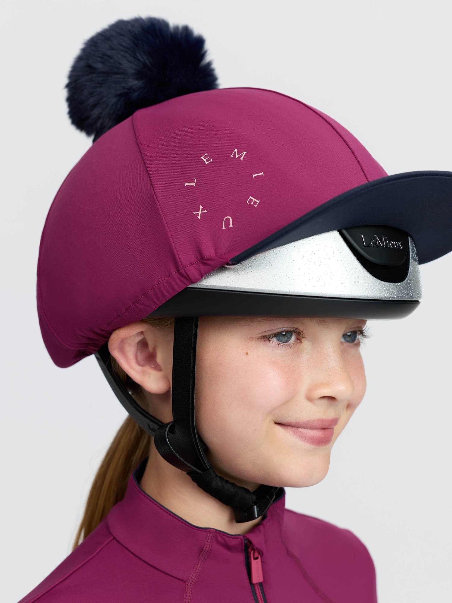 LeMieux Classique Pom Hat Silk Blackberry