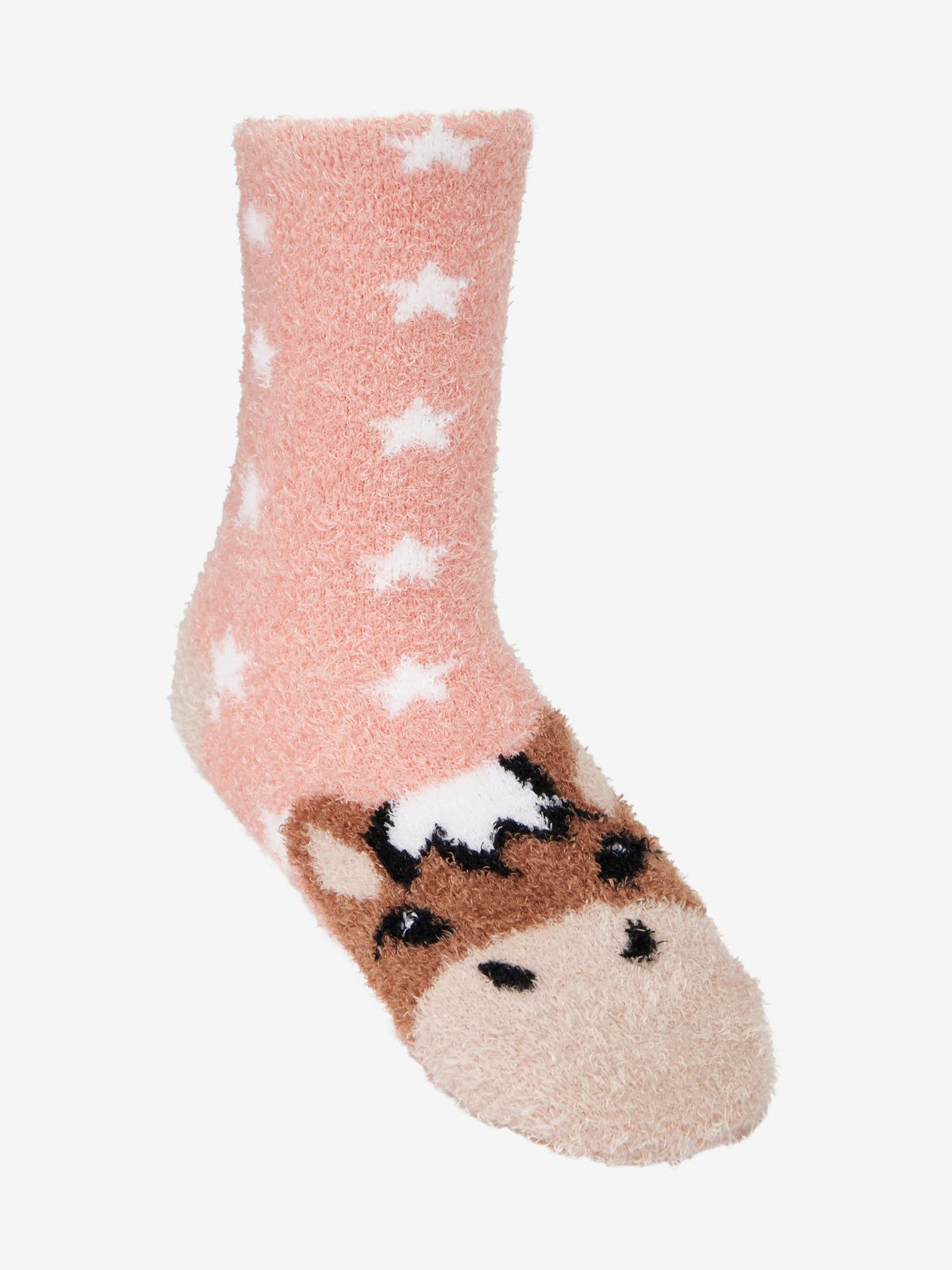 Lemieux Oskarin Mini Fluffy Pony Character Socks - Pink Star Print