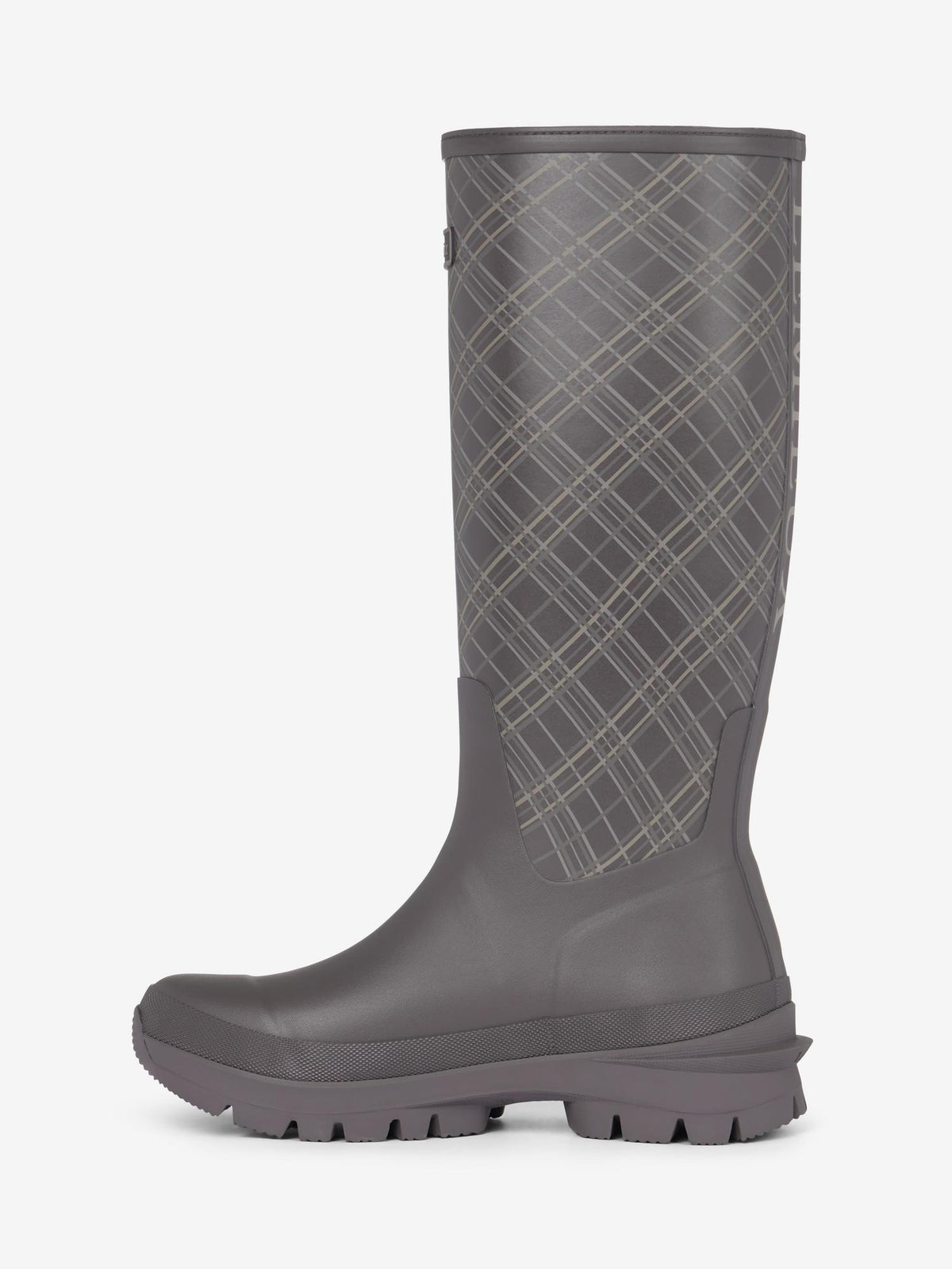 LeMieux Heritage Bramshaw Welly Cocoa - Grey plaid waterproof Wellington boots for women.