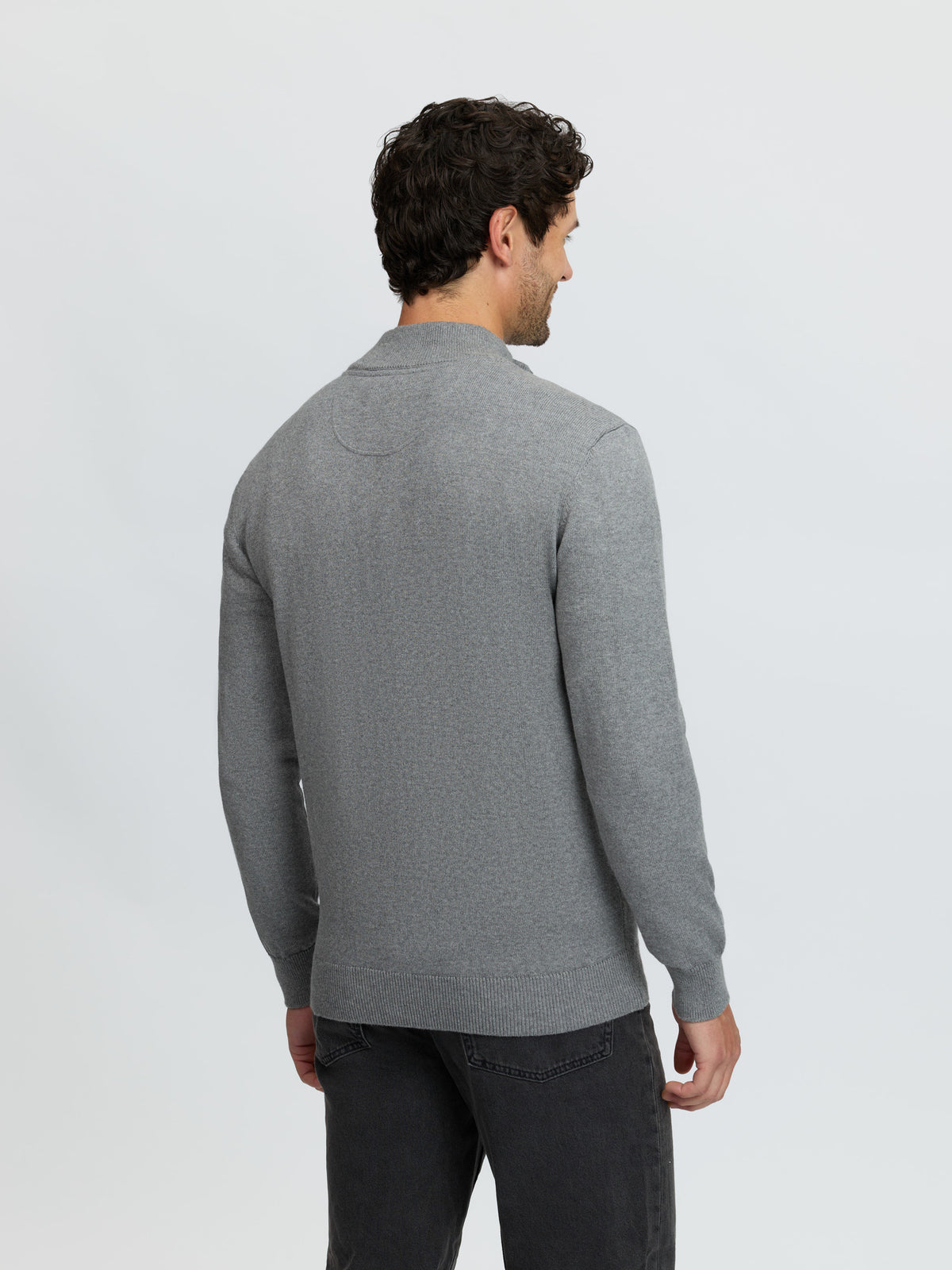 LeMieux Mens Quarter Zip Knit Grey