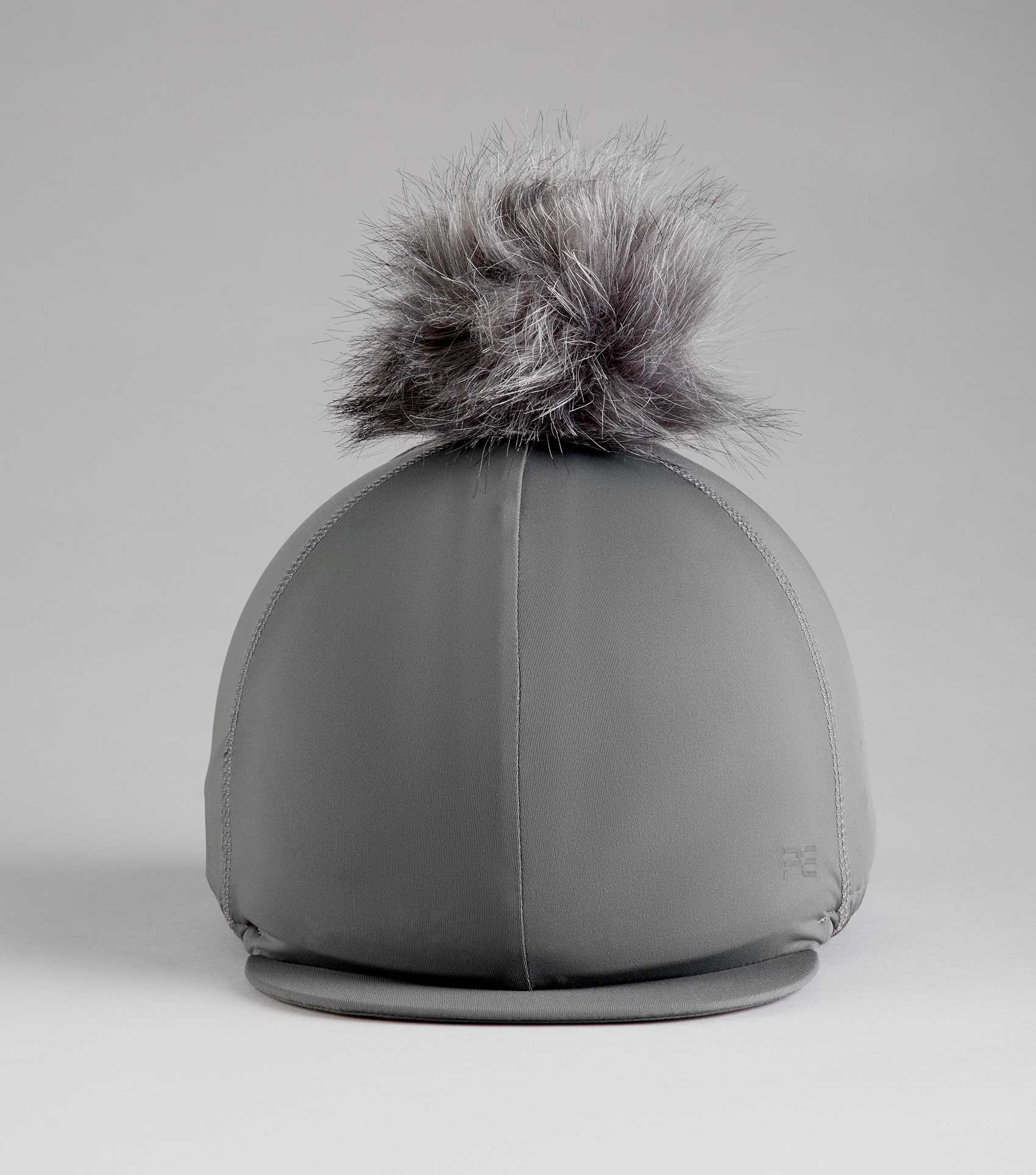Premier Equine Jersey Hat Silk with Faux Fur Pom Pom Anthracite - Riding Hat Cover