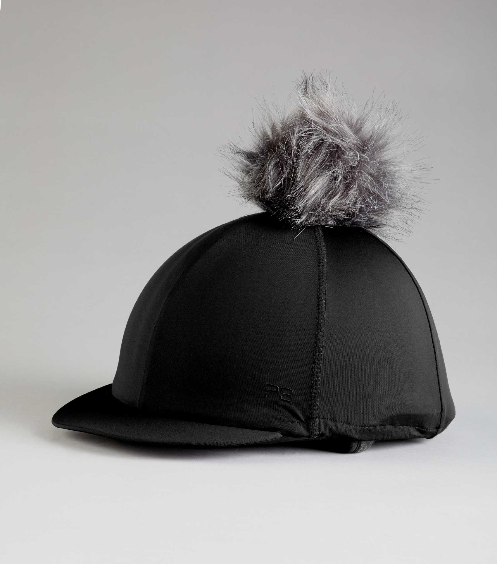Premier Equine Jersey Hat Silk with Faux Fur Pom Pom Black | Riding Hat | Skull Cap