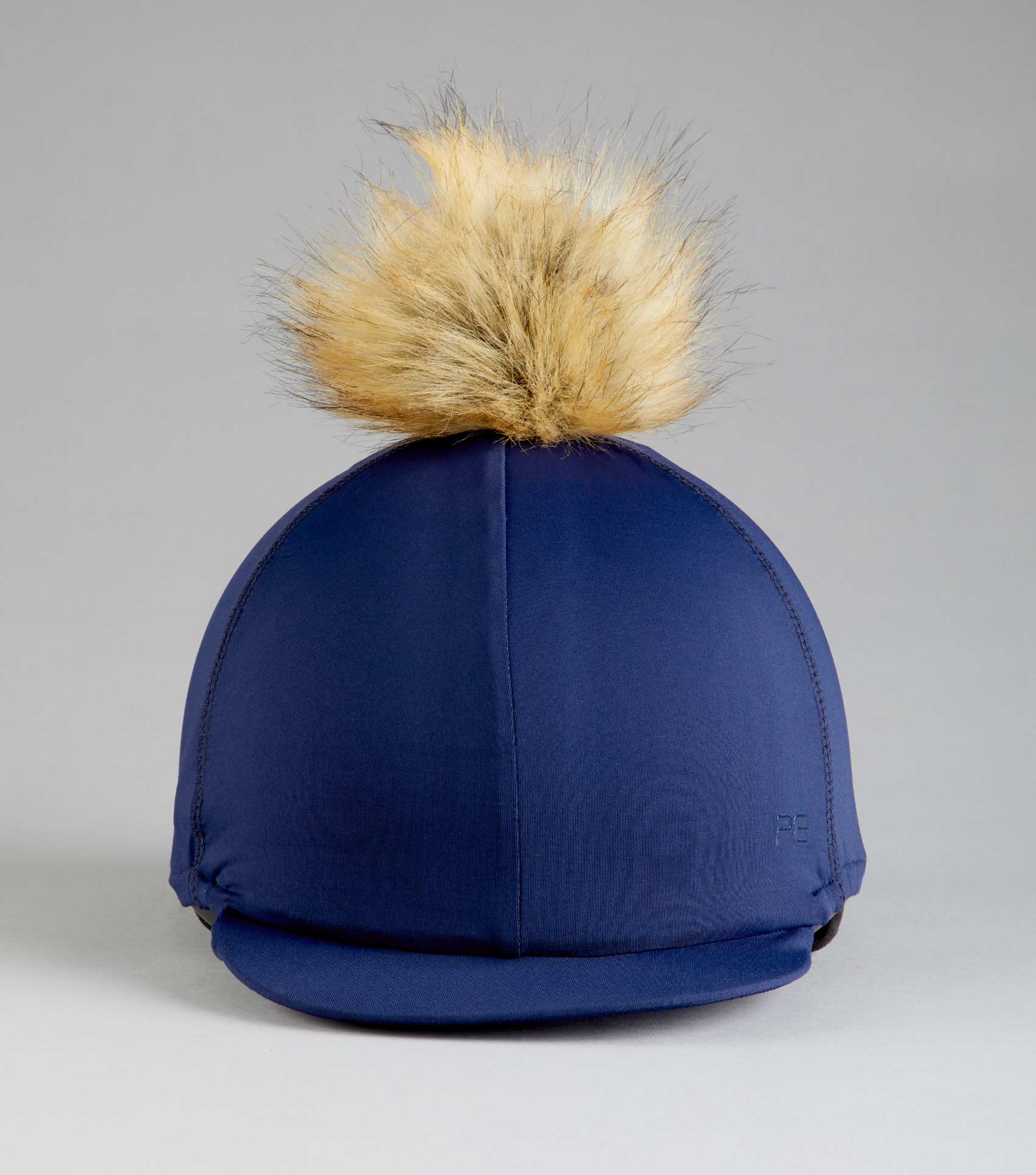 PREMIER EQUINE Jersey Hat Silk Navy with Faux Fur Pom Pom - Riding Hat Cover