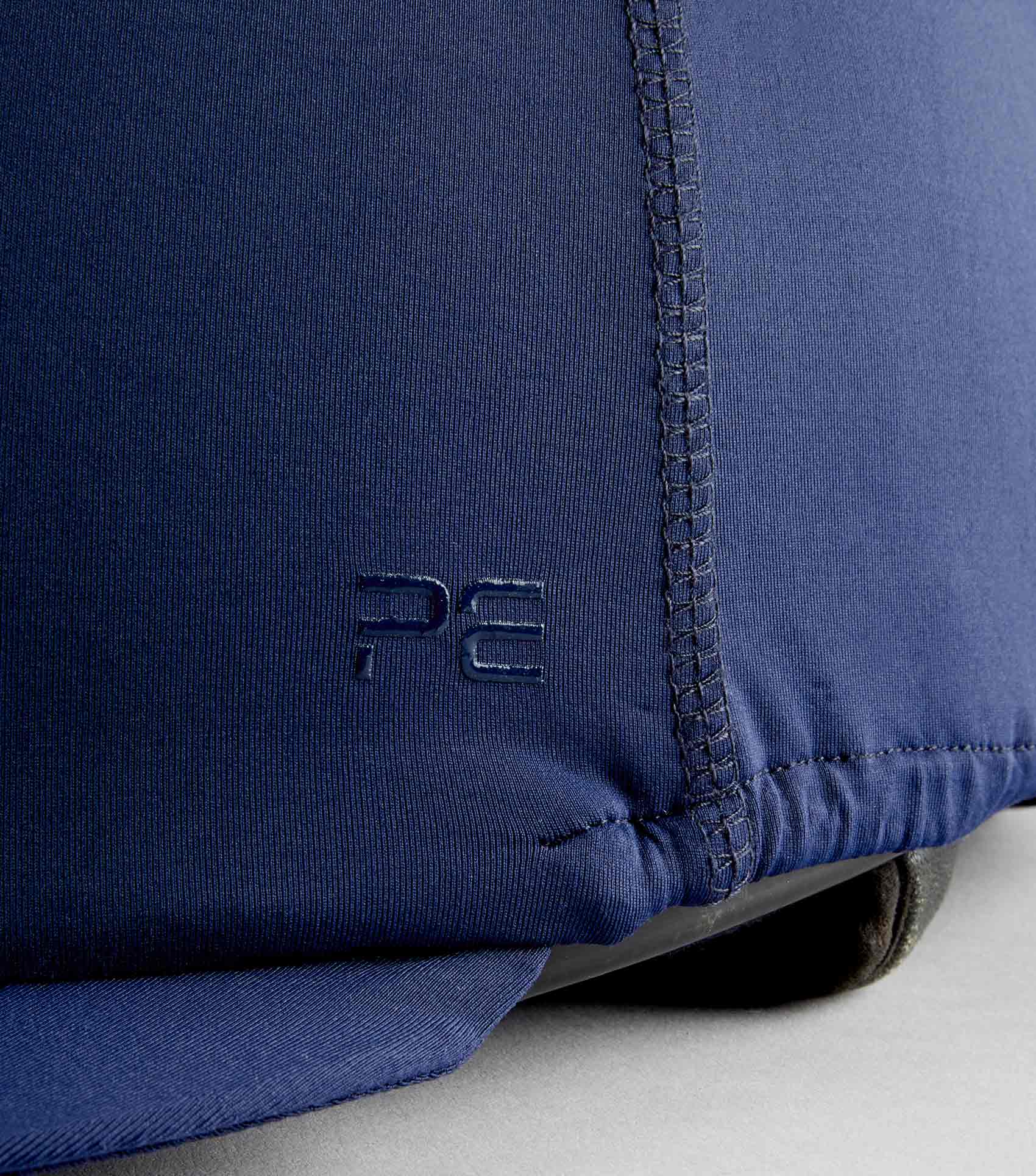 Premier Equine Navy Jersey Hat Silk with Faux Fur Pom Pom - Riding Headwear for Skull Caps | Equiflair