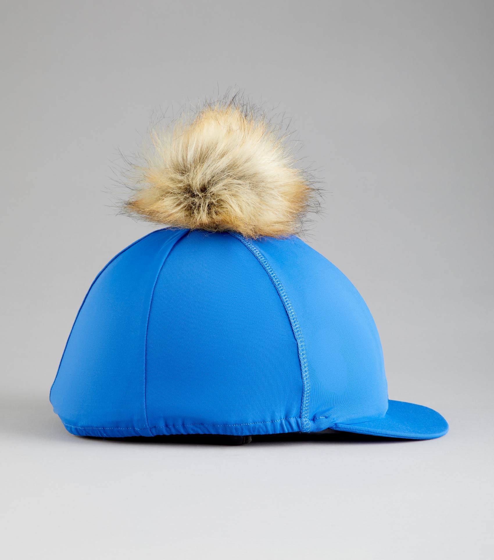 PREMIER EQUINE Royal Blue Hat Silk with Faux Fur Pom Pom - Riding Helmet Cover