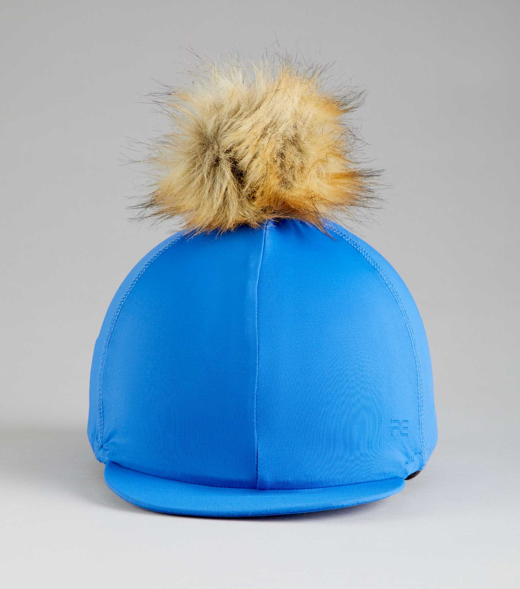 Premier Equine Jersey Hat Silk - Royal Blue Riding Hat with Faux Fur Pom Pom