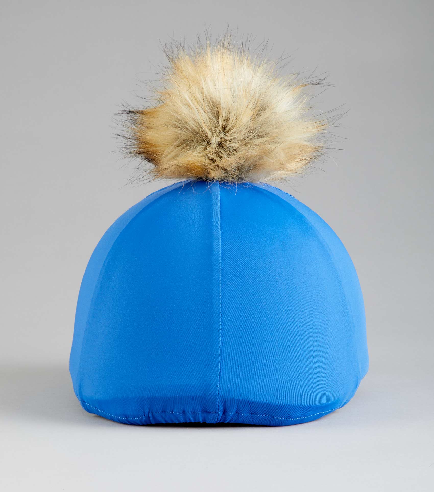 Premier Equine Royal Blue Riding Hat Silk with Faux Fur Pom Pom | Equestrian Helmet Cover