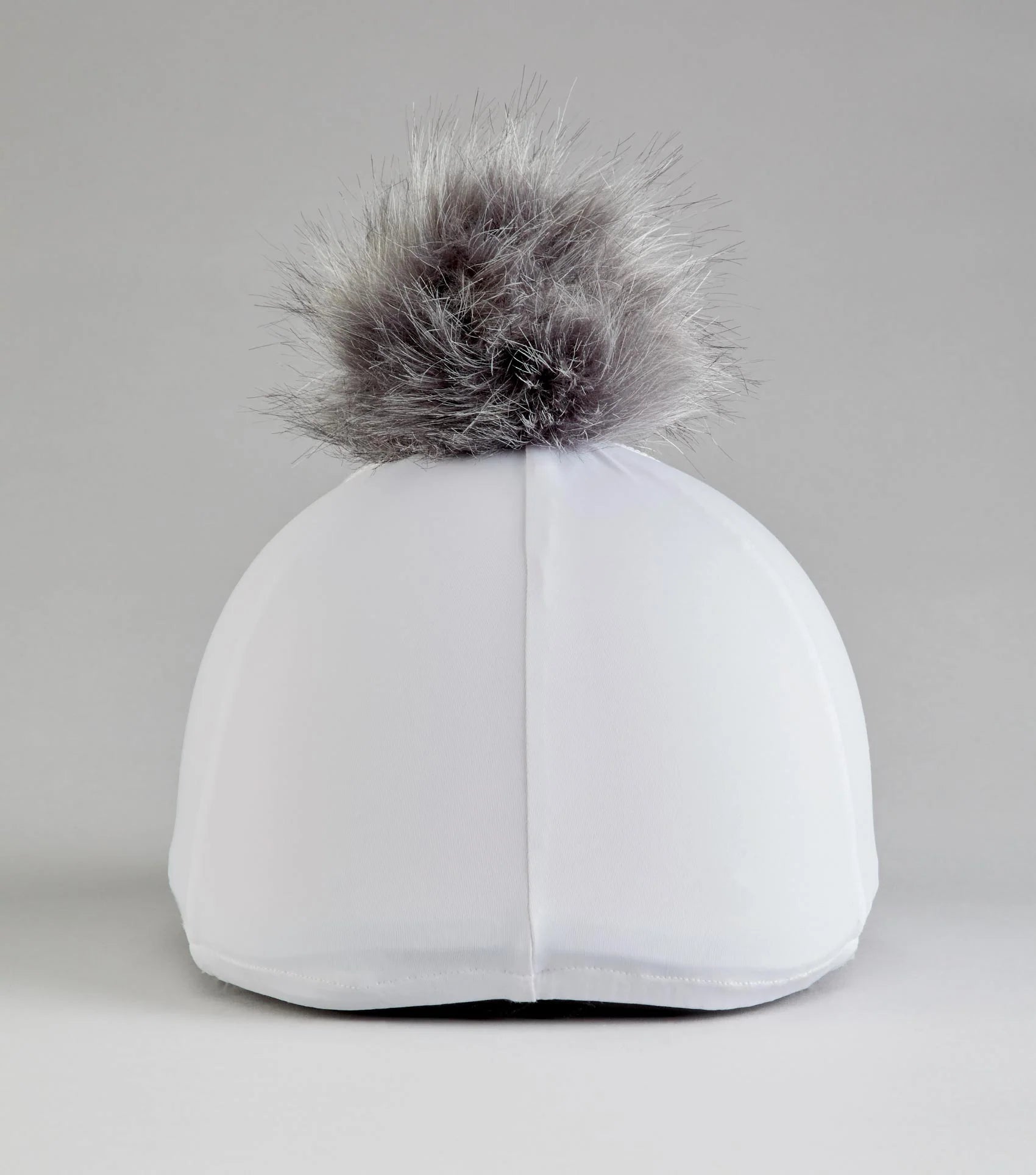 White Equestrian Riding Hat Silk with Faux Fur Pom Pom | Equiflair