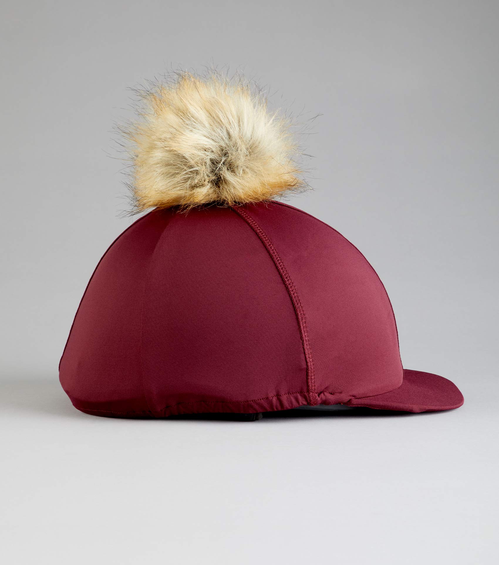 Premier Equine Wine Riding Hat Silk with Faux Fur Pom Pom - Equestrian Headwear