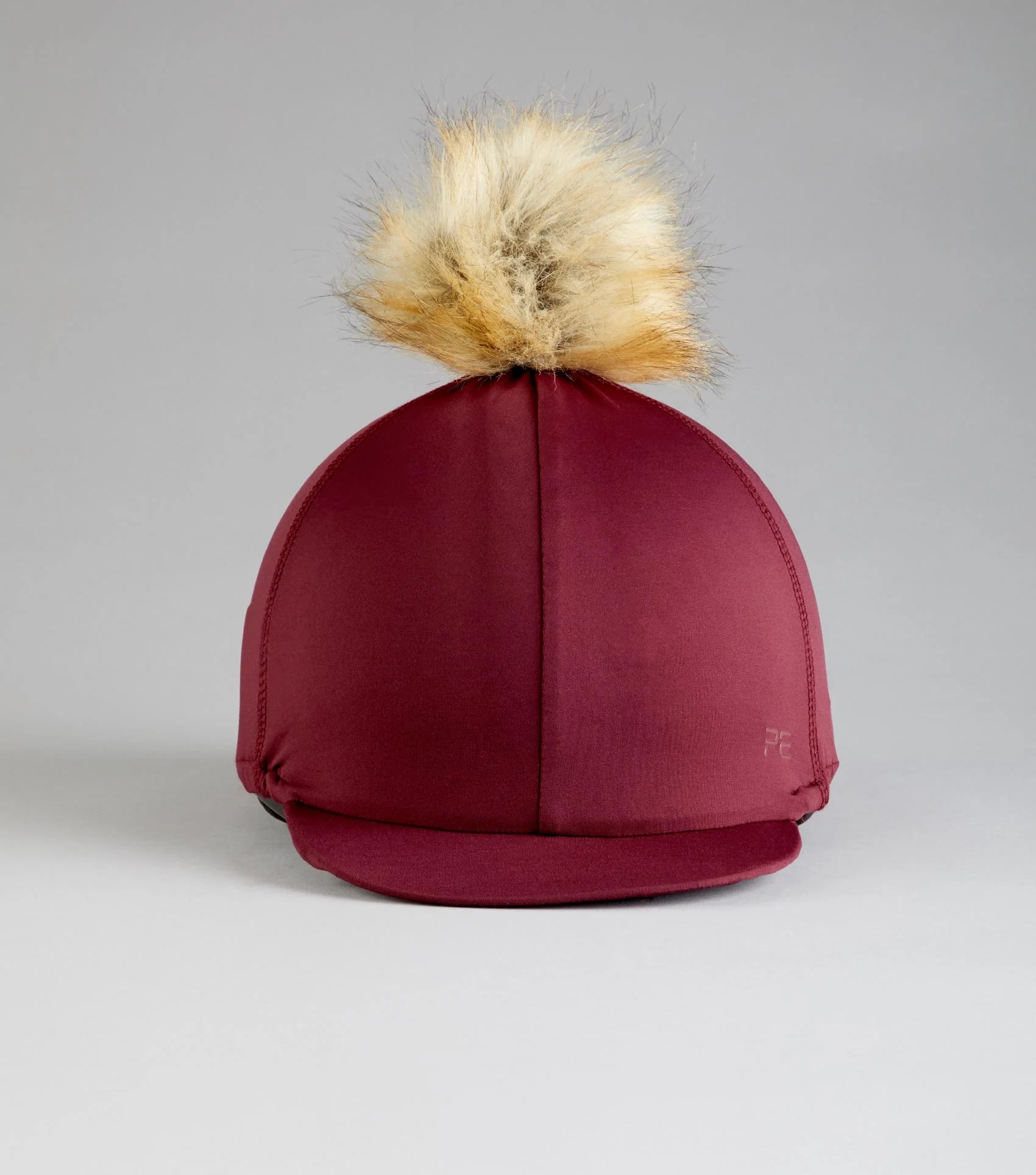 PREMIER EQUINE Jersey Hat Silk with Faux Fur Pom Pom - Wine | Equestrian Riding Headwear