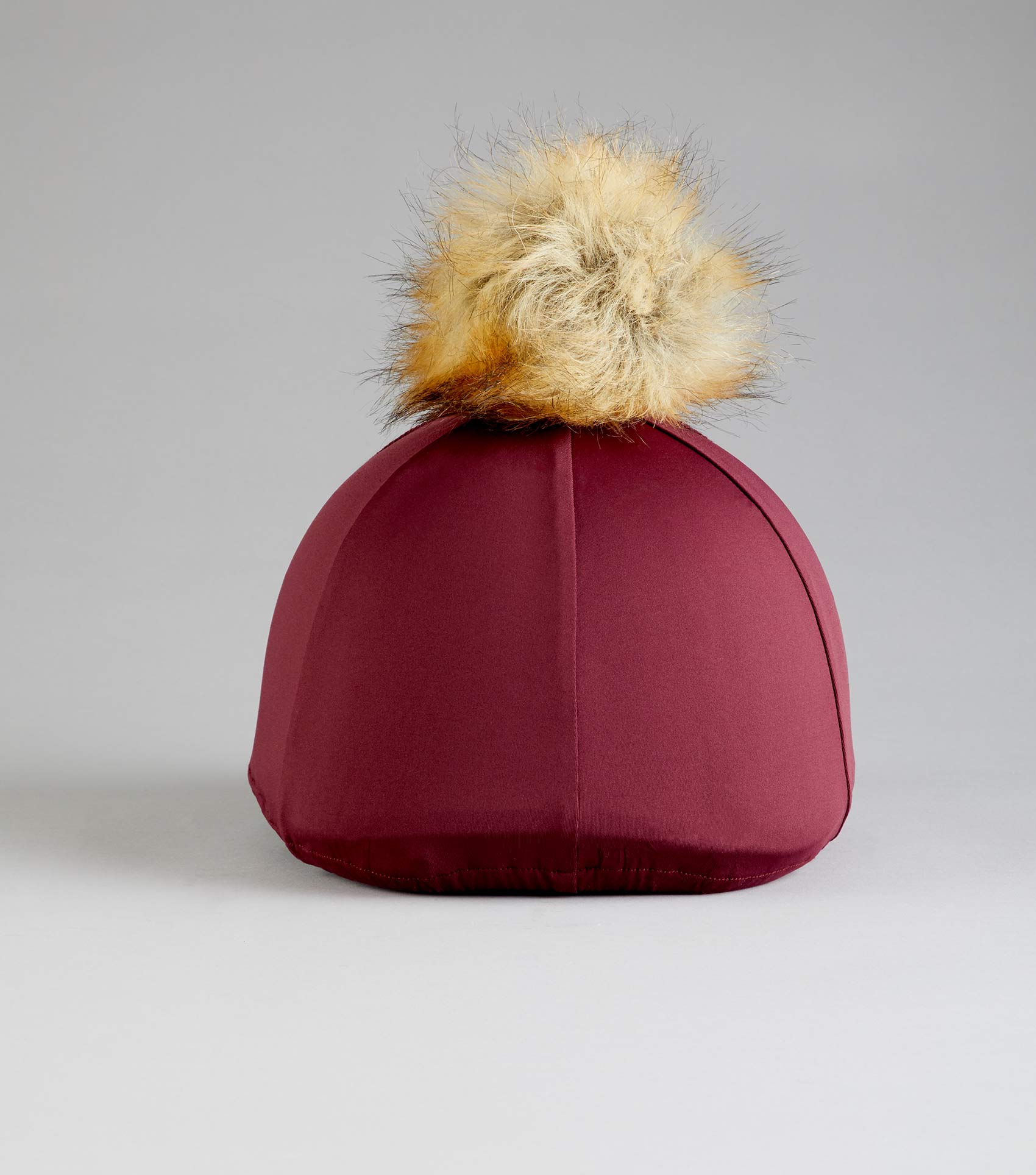 Premier Equine Wine Riding Hat Silk with Faux Fur Pom Pom - Equestrian Headwear