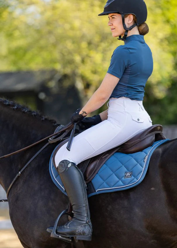 WOOF WEAR VISION AURA Saddle Pad Petrol Blue: Equestrian Horse Riding Pad for Comfort & Performance.