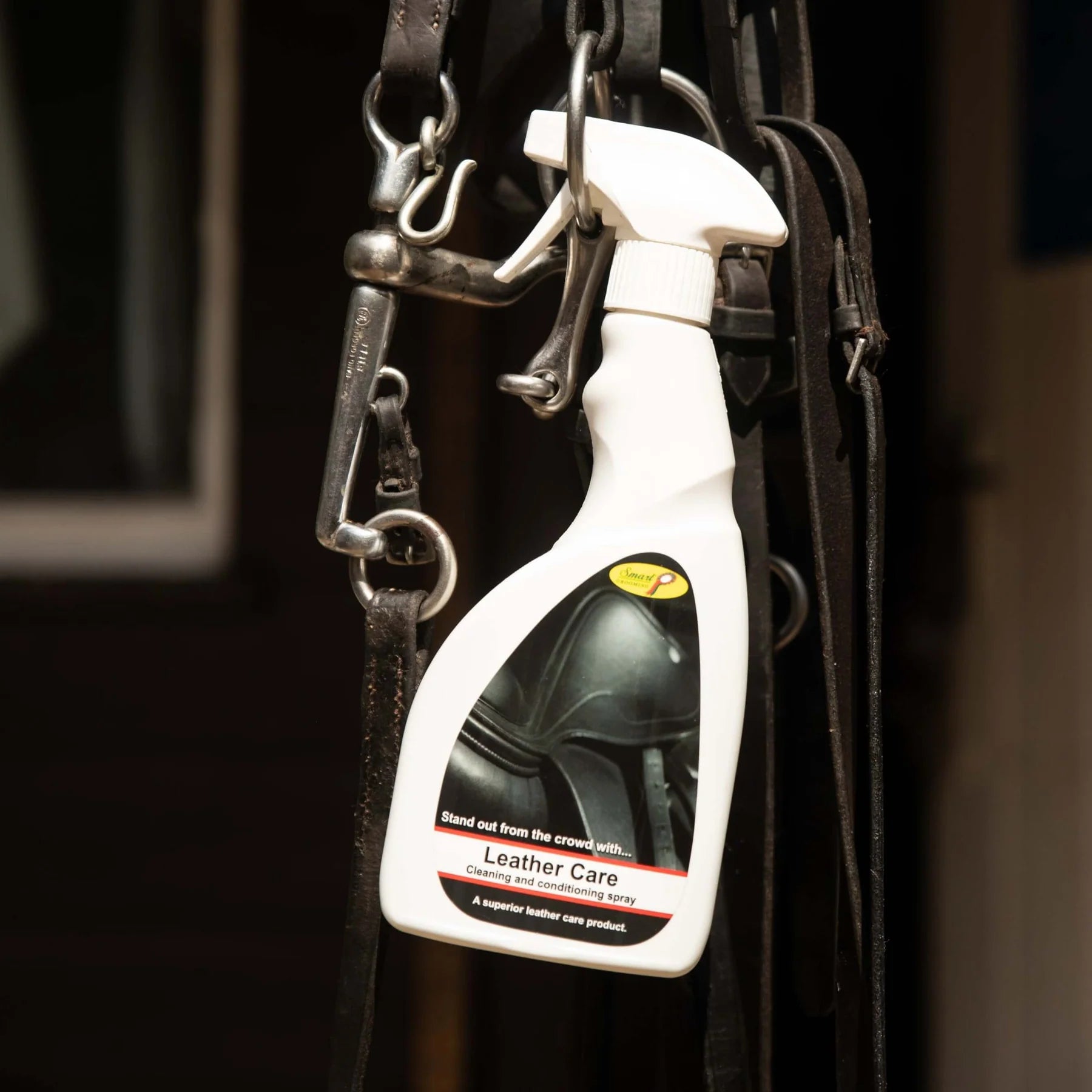 Smart Grooming Leather Care Spray on Bridle: Equestrian Leather Cleaning & Conditioning