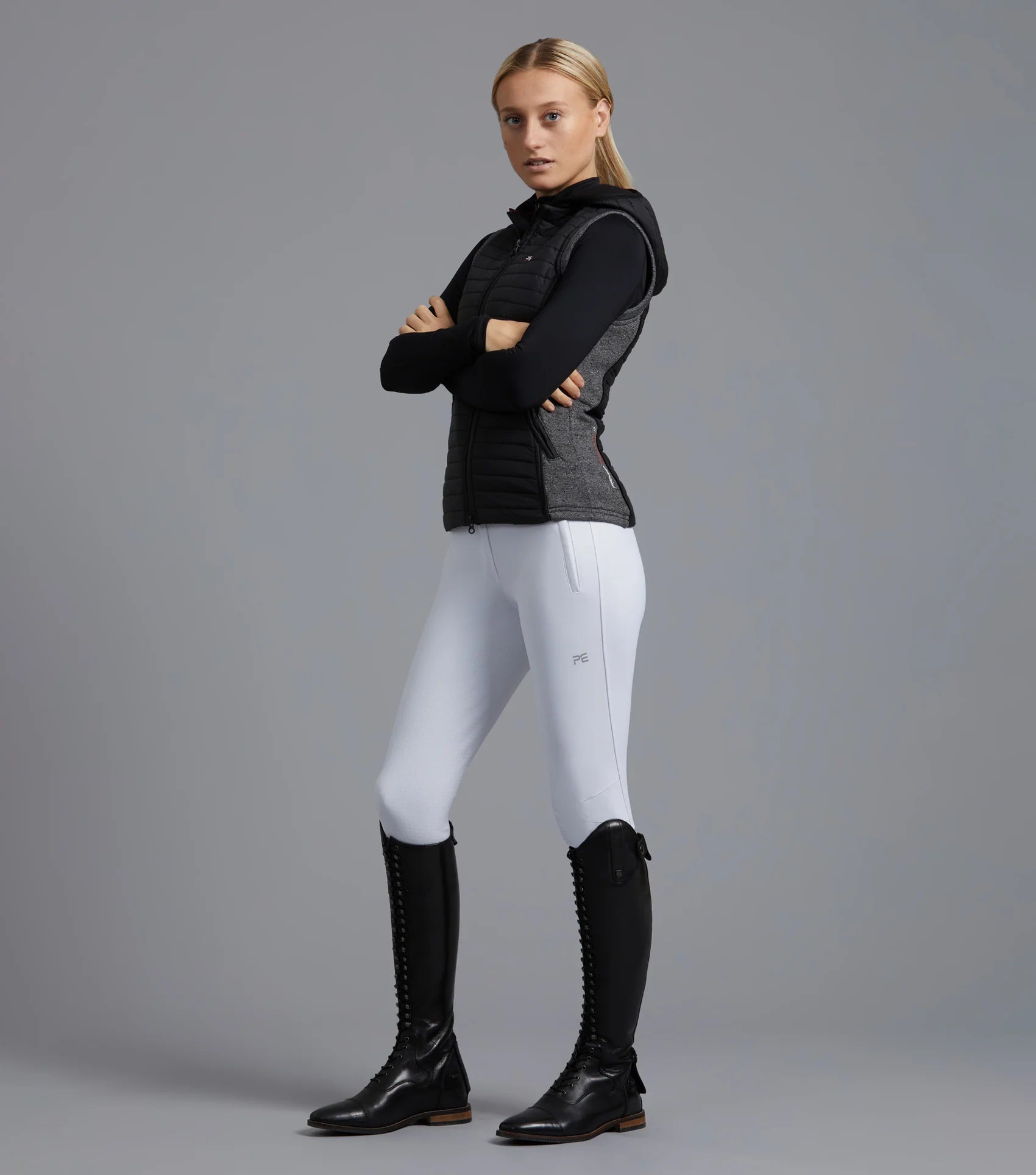 Premier Equine Lamera Ladies Black Hybrid Riding Gilet - Technical Equestrian Vest