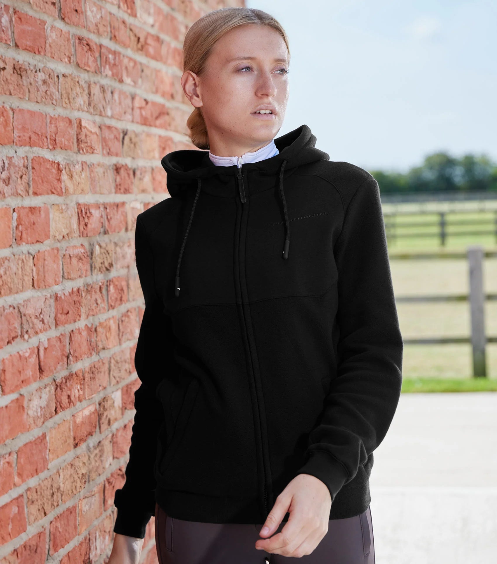 PREMIER EQUINE Legato Hoodie - Black Full-Zip Sweatshirt - Equestrian, Breathable