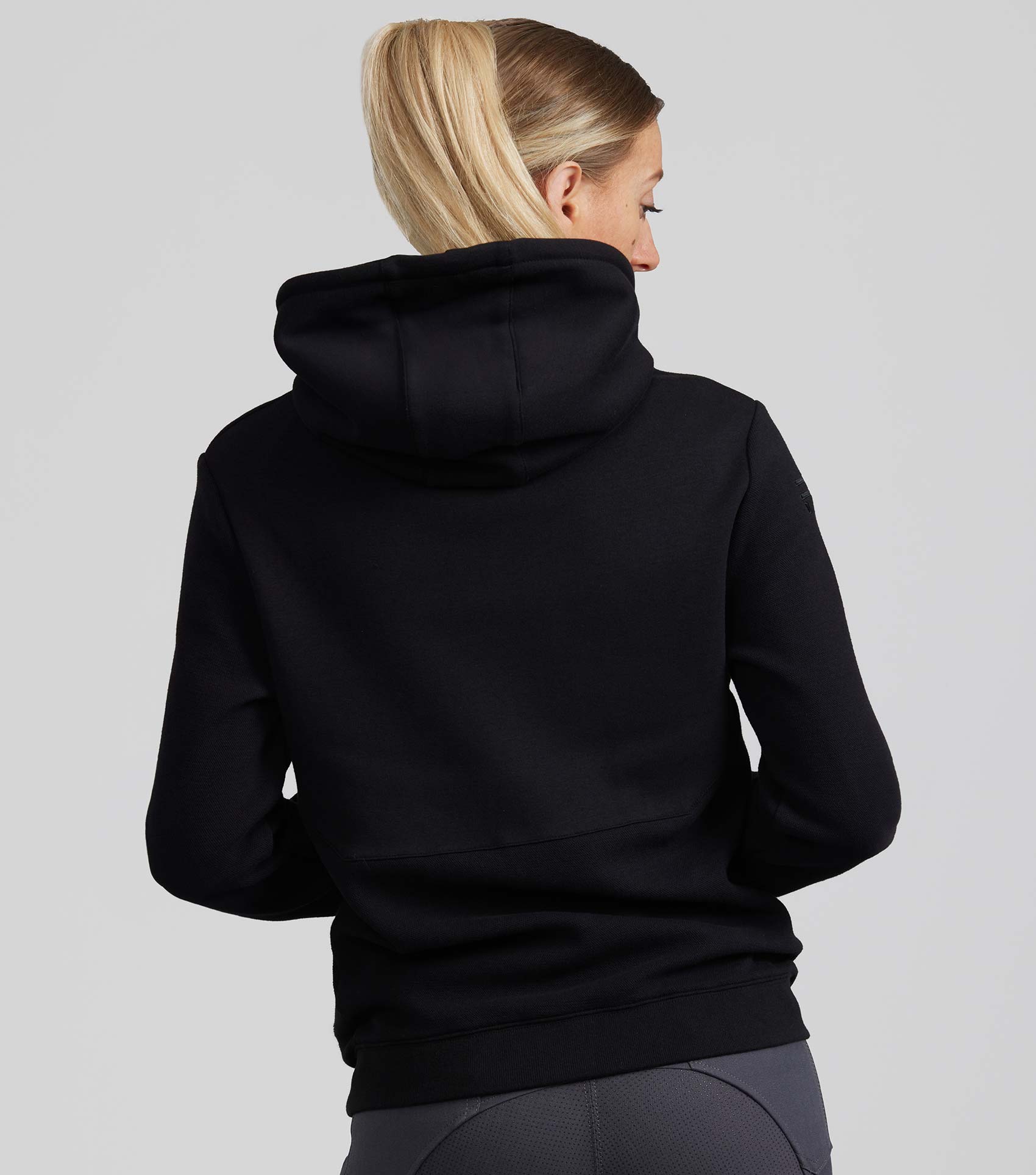 PREMIER EQUINE Legato Sweatshirt, Hooded Full-Zip, Black, Back View - Equestrian Apparel, Equiflair