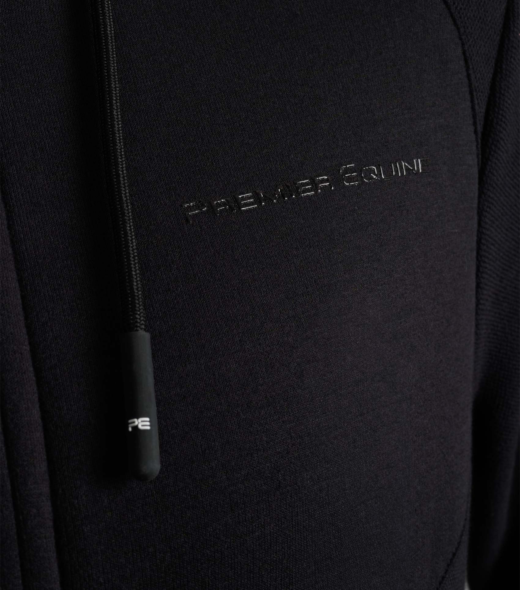 PREMIER EQUINE Legato Hooded Black Sweatshirt - Full Zip, Breathable, Moisture Wicking, Equestrian Clothing