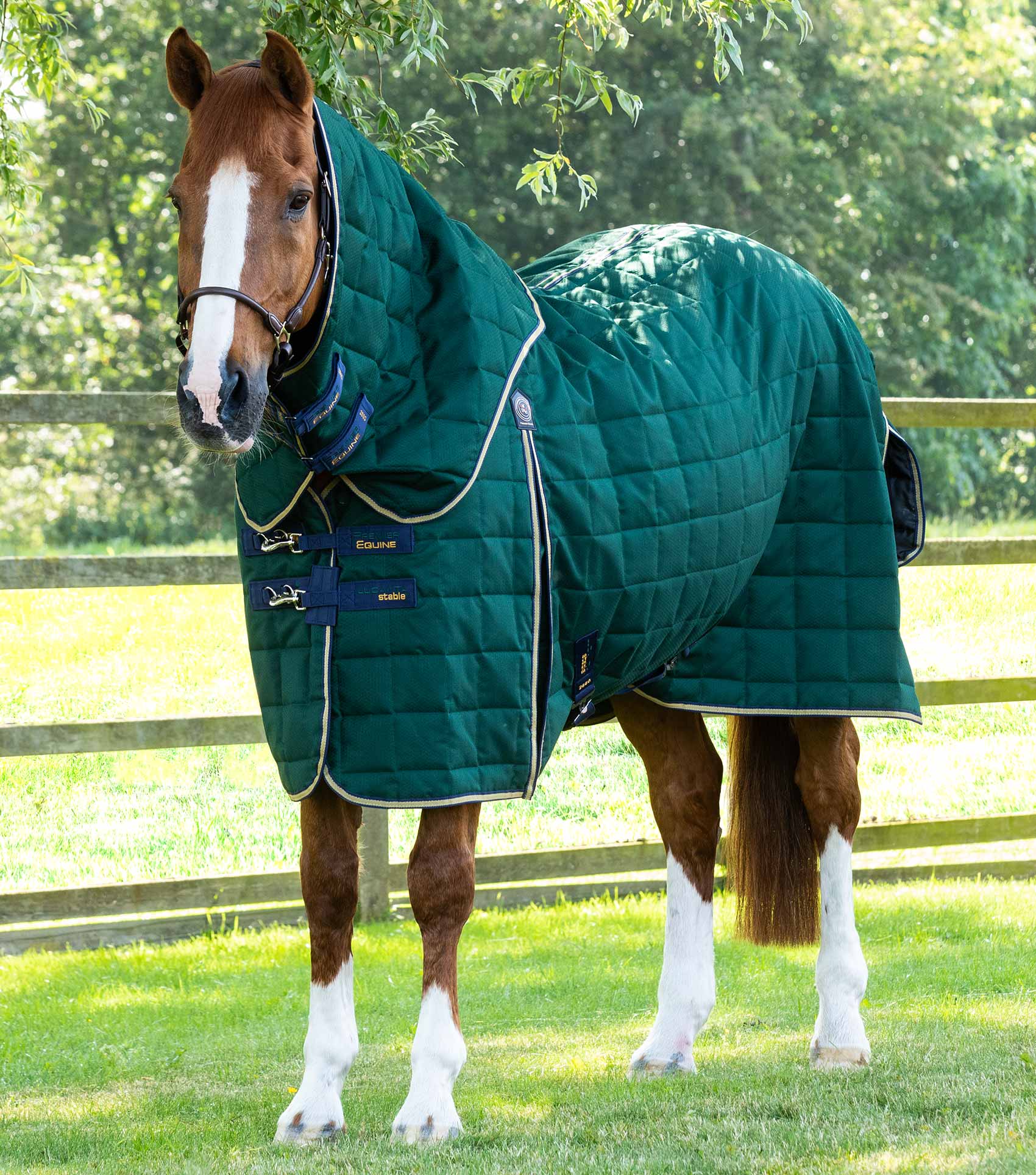 Premier Equine Lucanta 200g Stable Rug with Neck Cover Green
