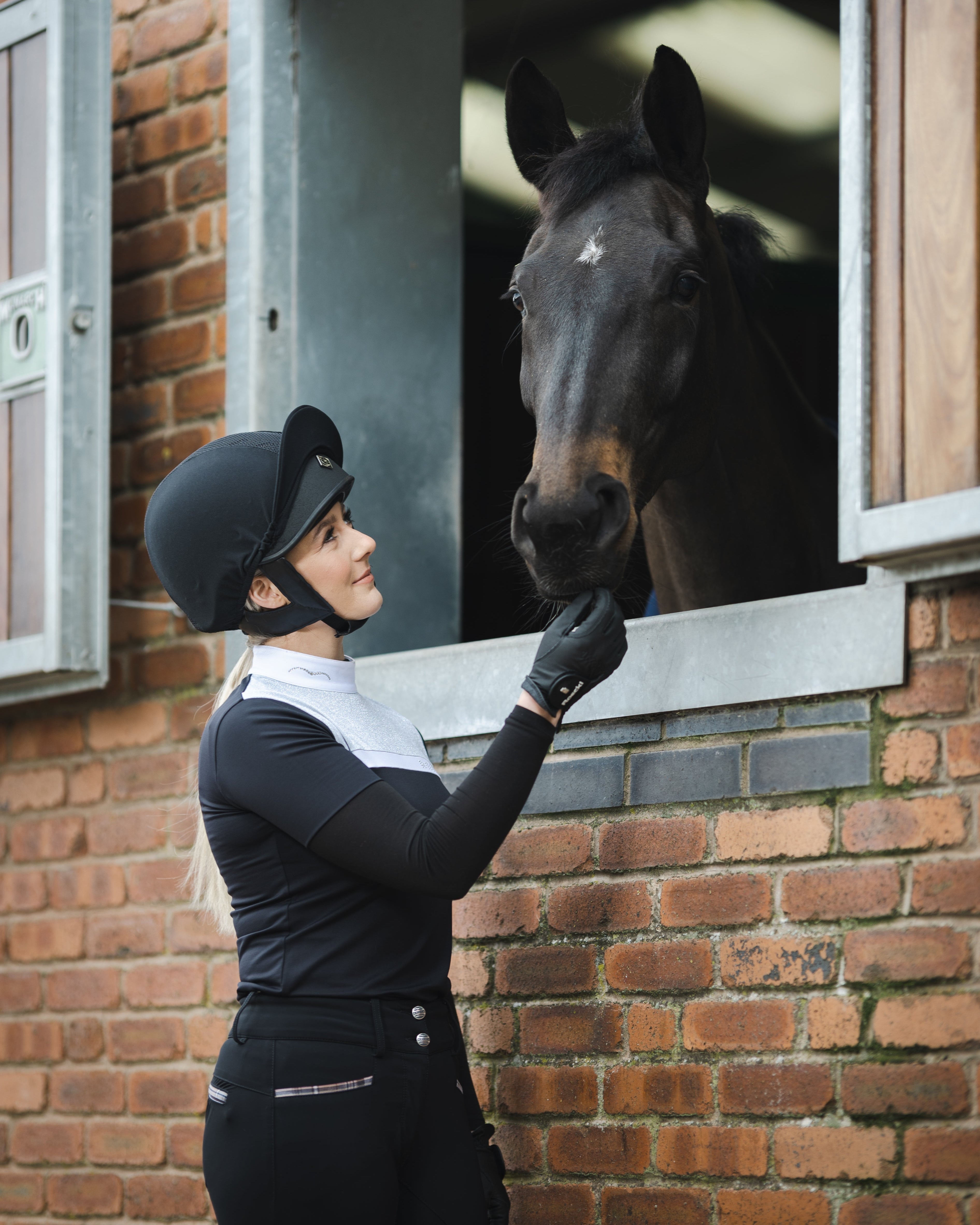Woman with Horse Wearing Charles Owen Riding Helmet - Equestrian Gear