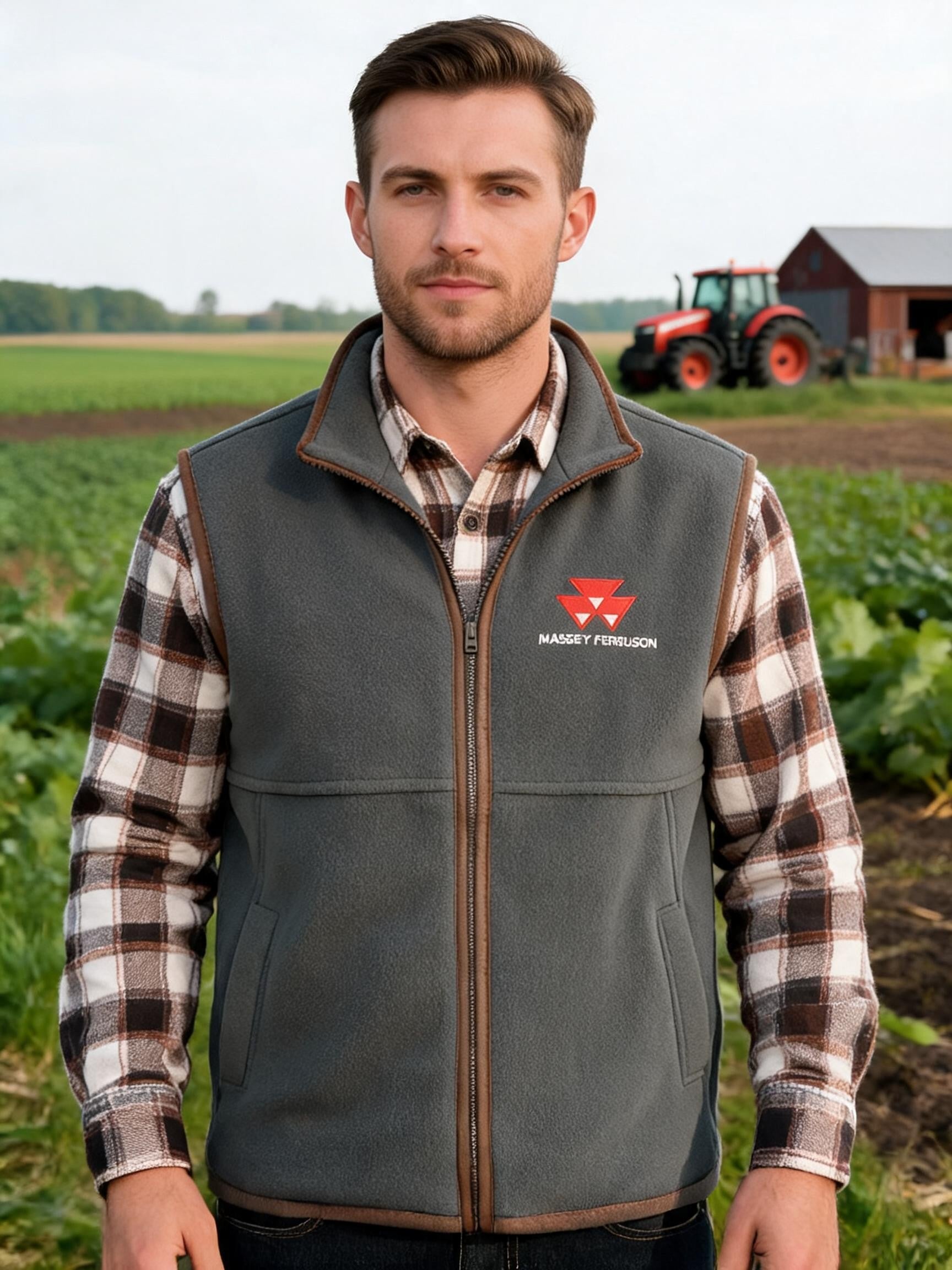 Massey Ferguson Mens Fleece Gilet with Moleskin Trim