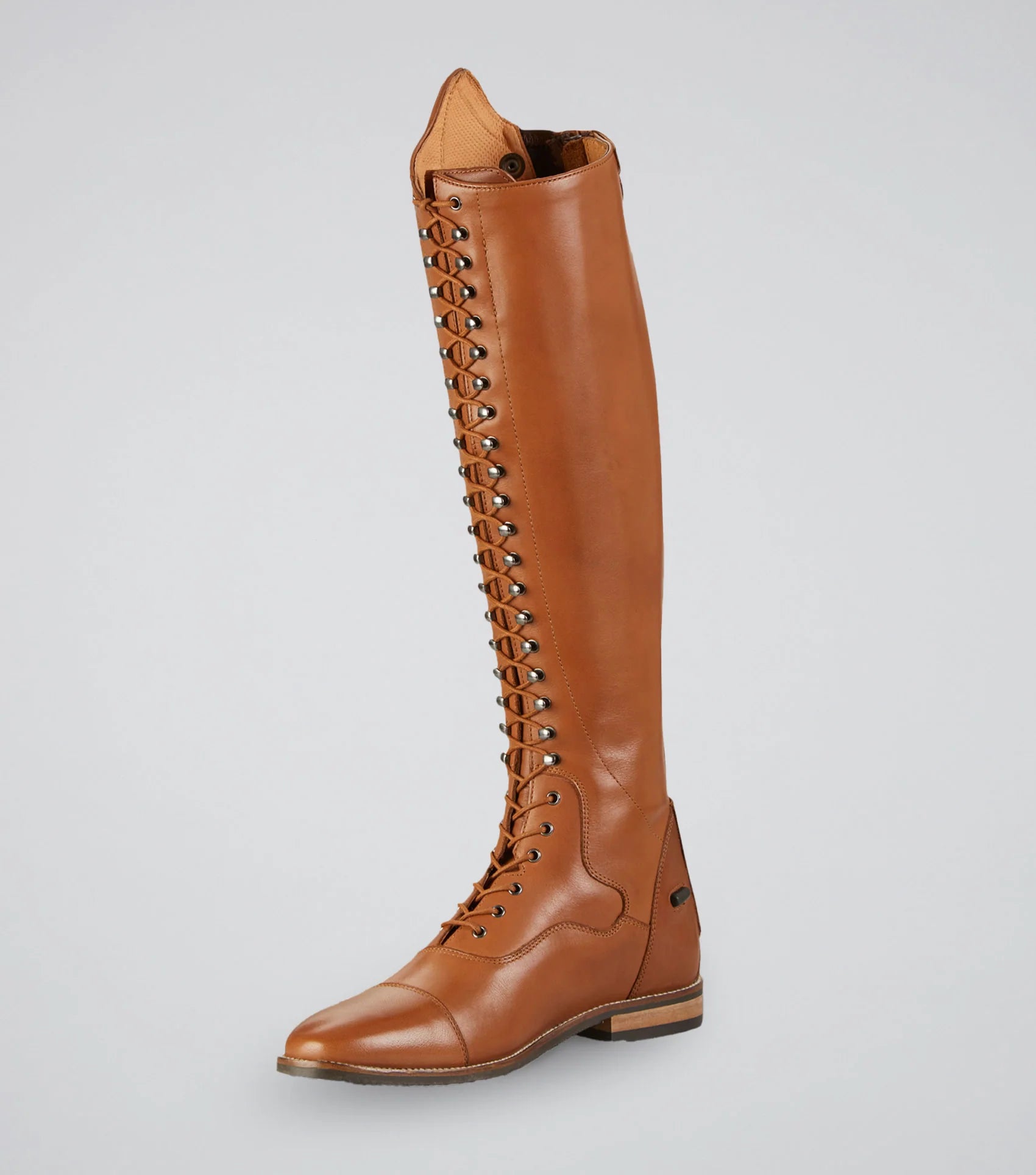 Premier Equine Maurizia Cognac Leather Lace-Up Tall English Riding Boot for Women | Equestrian Style
