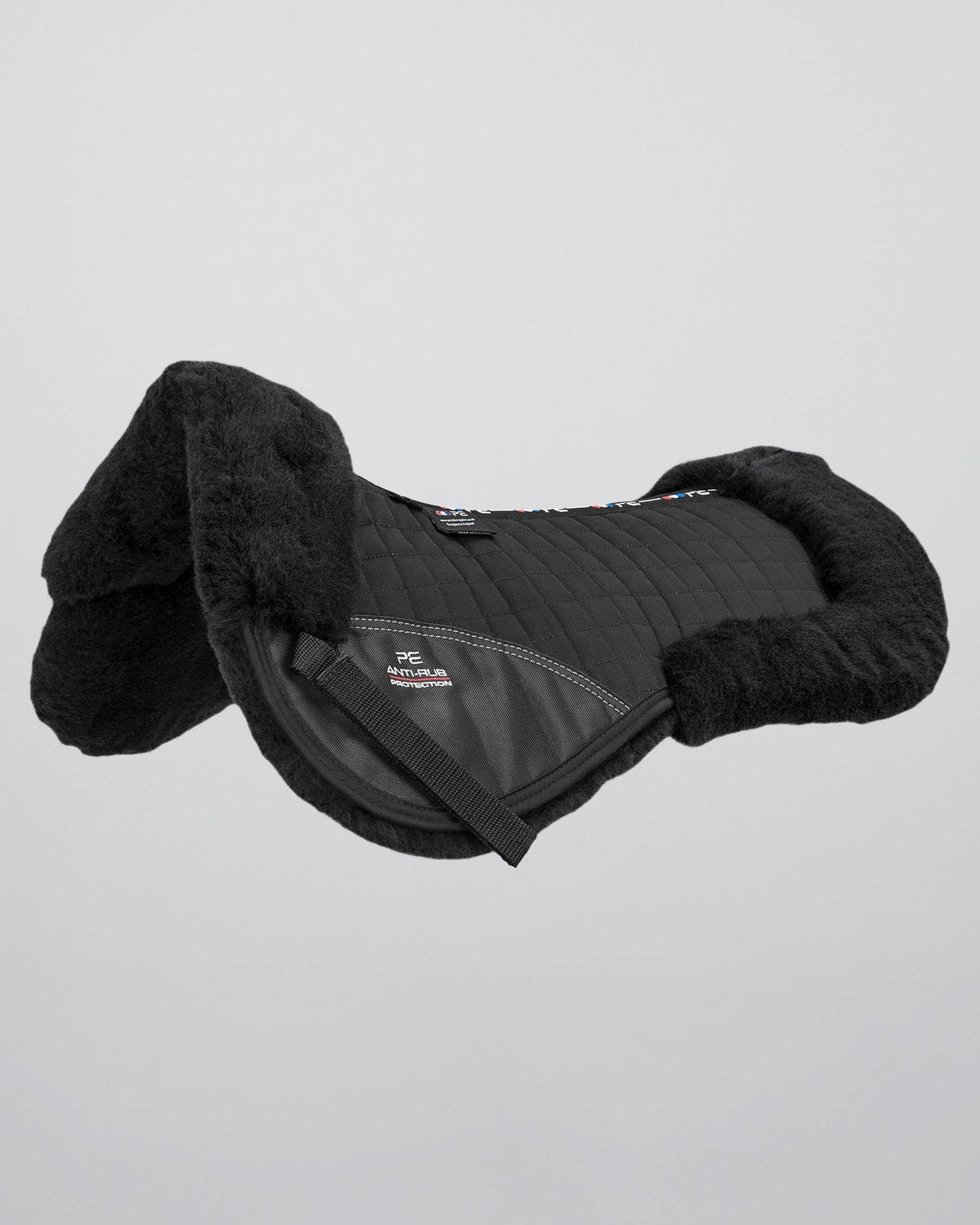 Premier Equine Merino Wool Saddle Pad Black - Half Pad for Horse Riding Comfort & Anti-Rub Protection