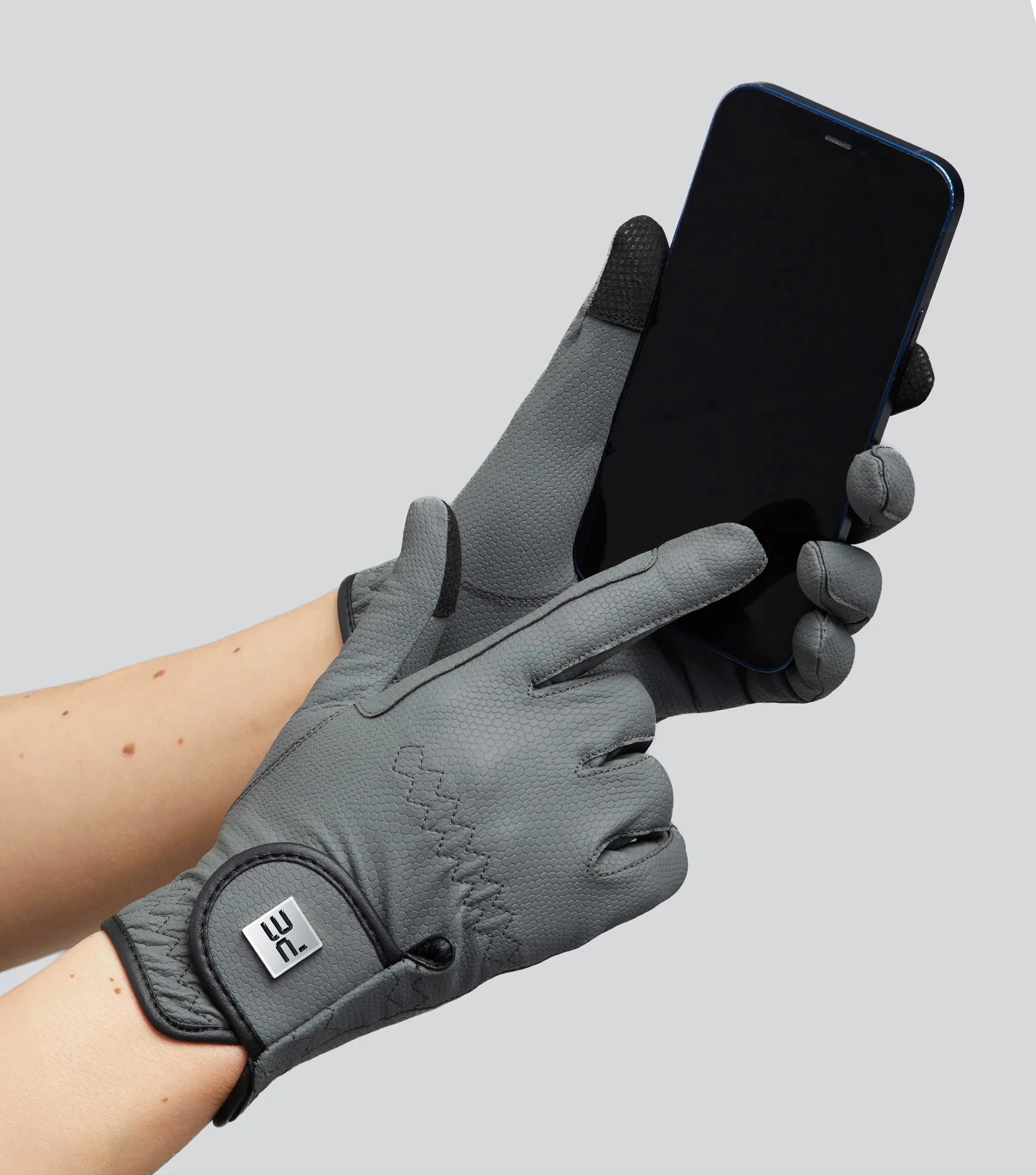 PREMIER EQUINE METARO Ladies Riding Gloves - Grey Touch Screen Equestrian Gloves for Women