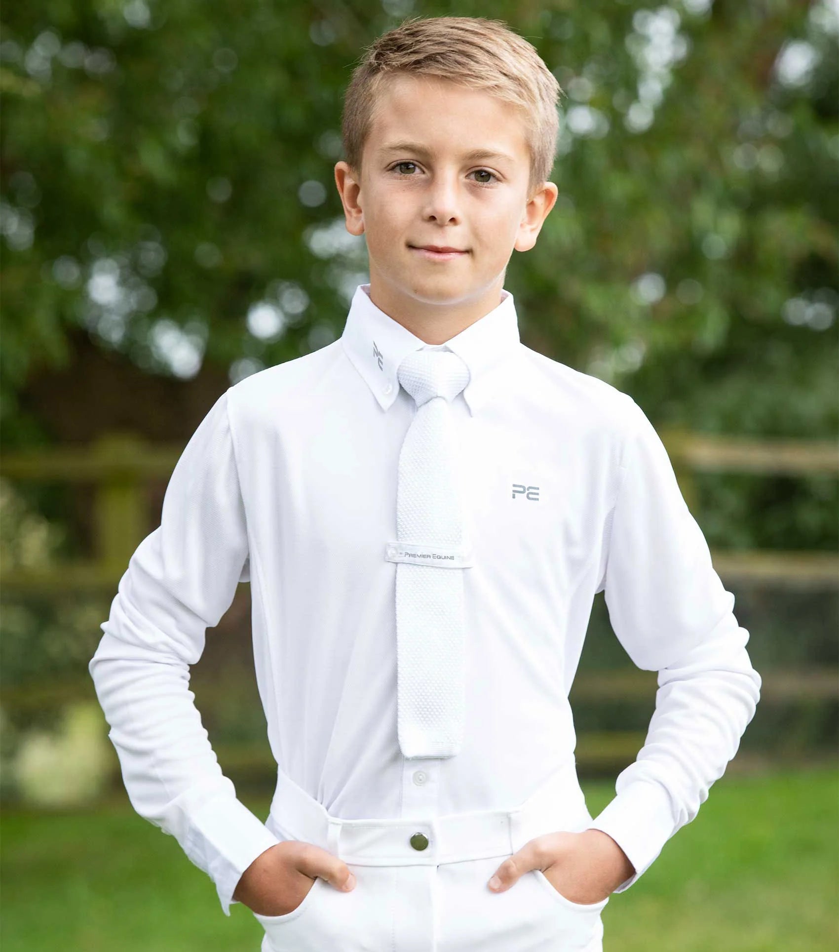 PREMIER EQUINE Mini Giulio Boy's Long Sleeve White Show Shirt - Equestrian Riding Apparel