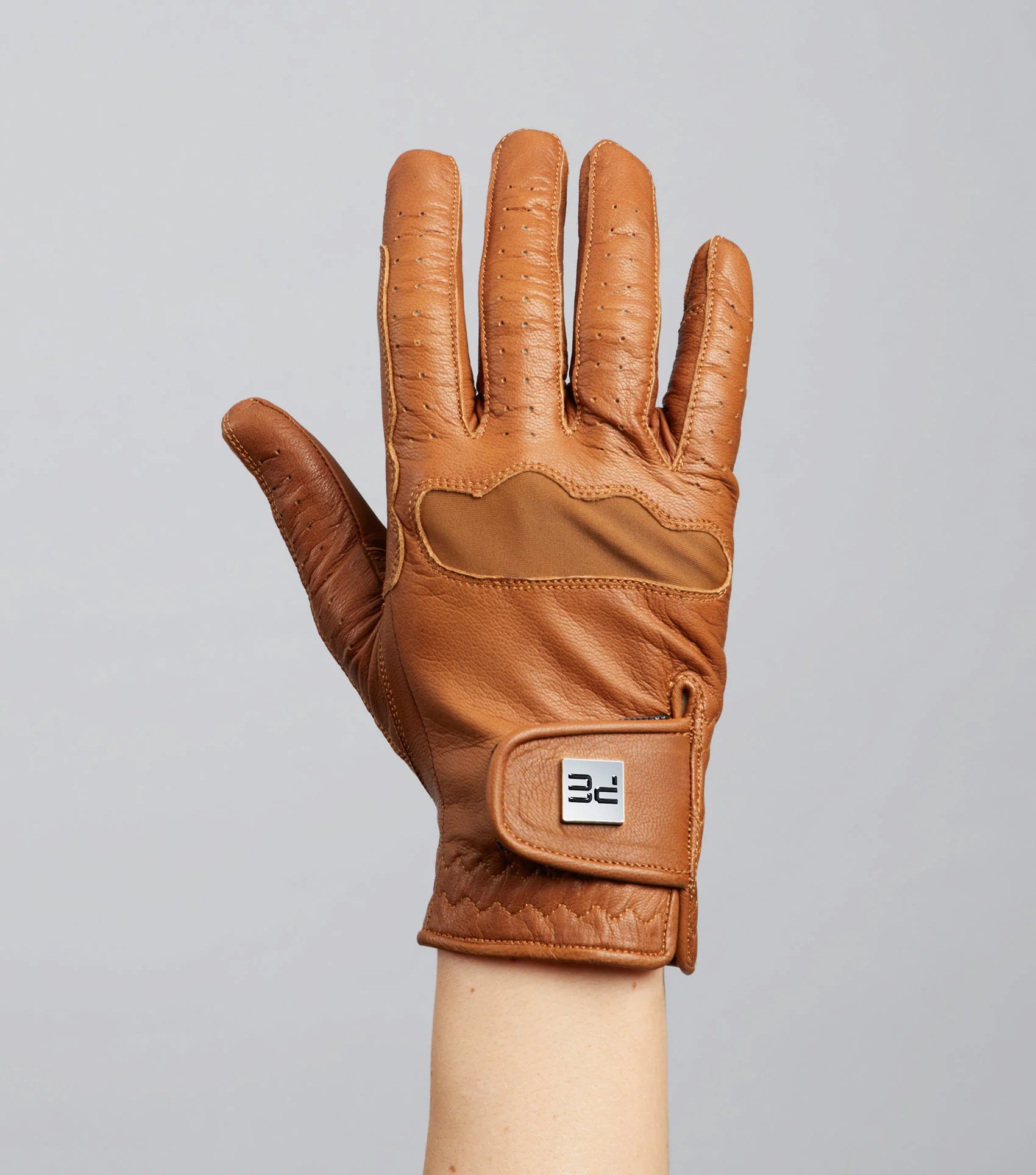 PREMIER EQUINE Ladies Leather Riding Glove - Tan Equestrian Glove with Lycra & Suede