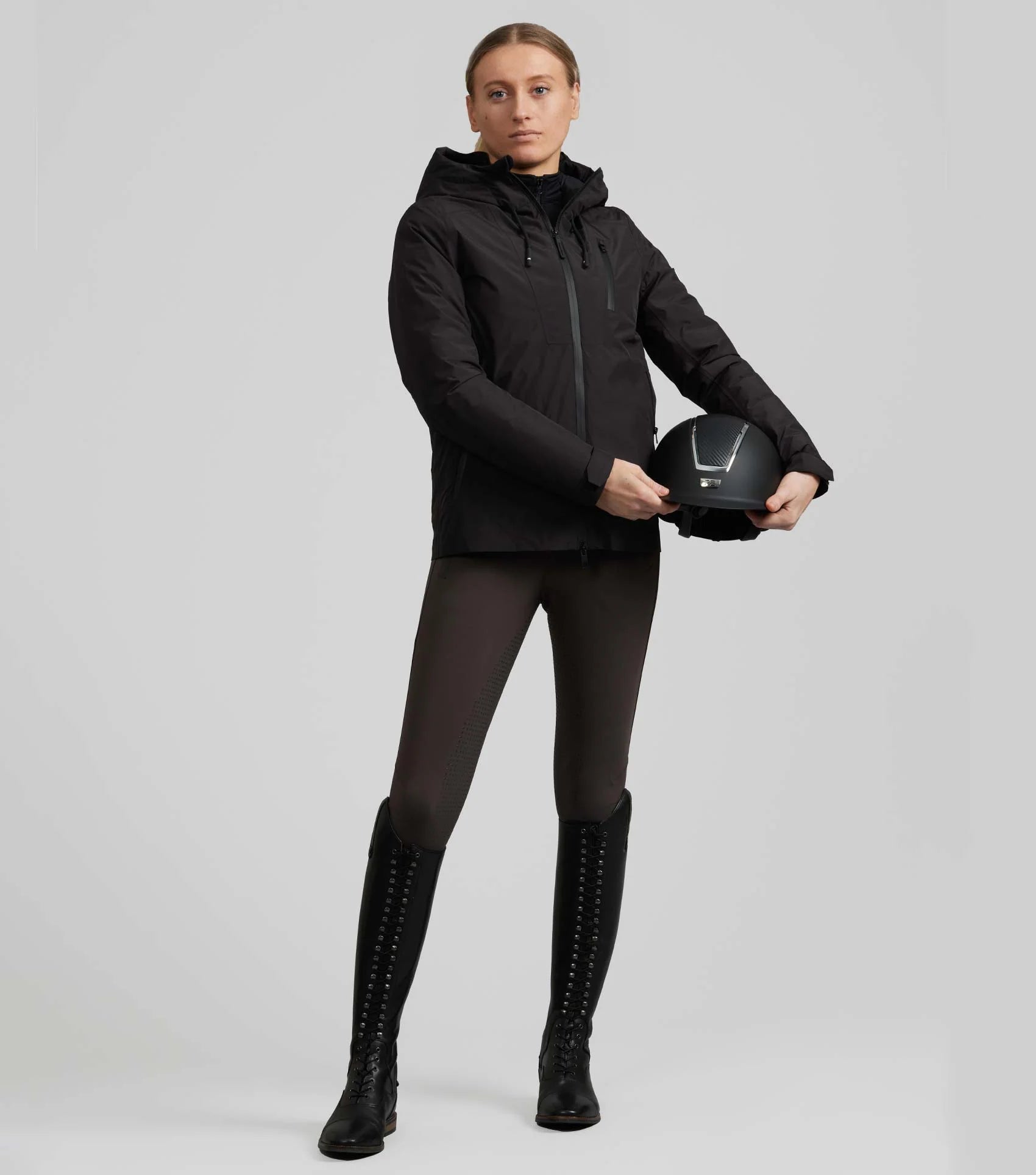 Equestrian Style: Premier Equine Motet Graphite Black Waterproof Jacket for Ladies, Black Label Collection