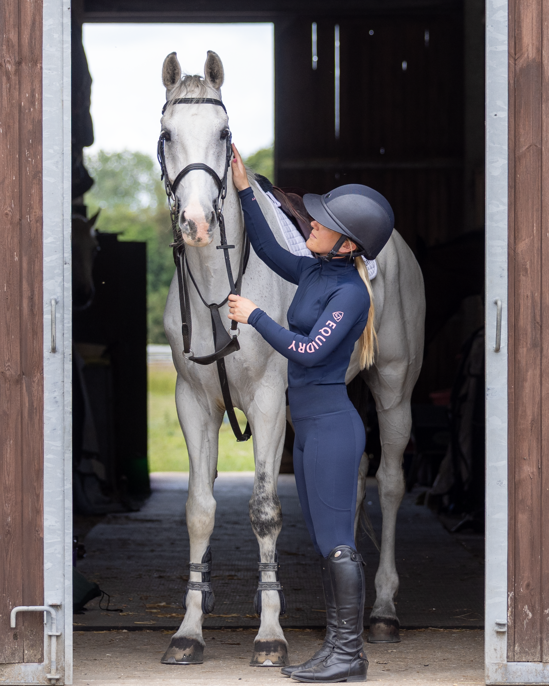 EQUIDRY Women's Water Repellent Base Layer Navy/Pale Pink
