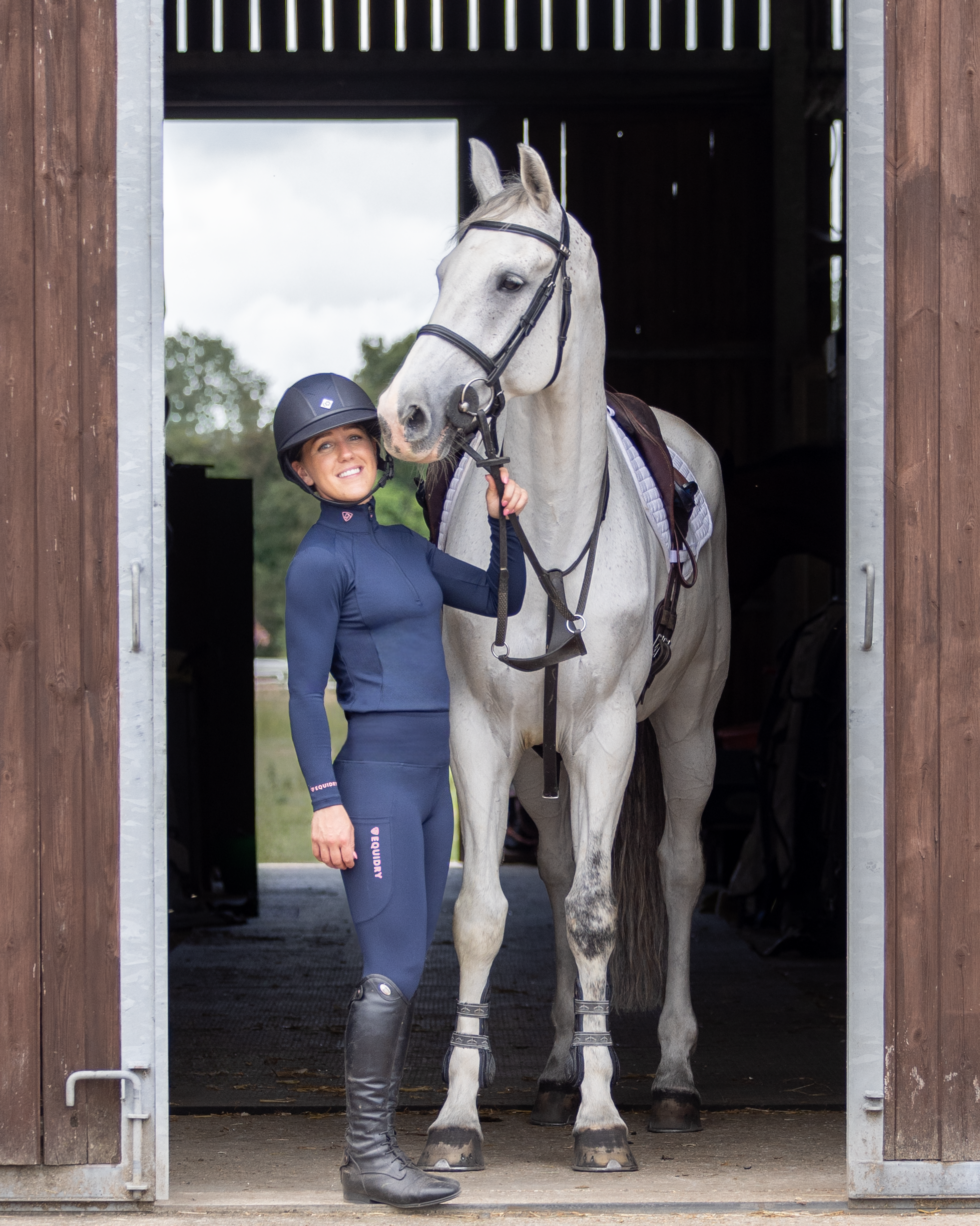 EQUIDRY Women's Water Repellent Base Layer Navy/Pale Pink