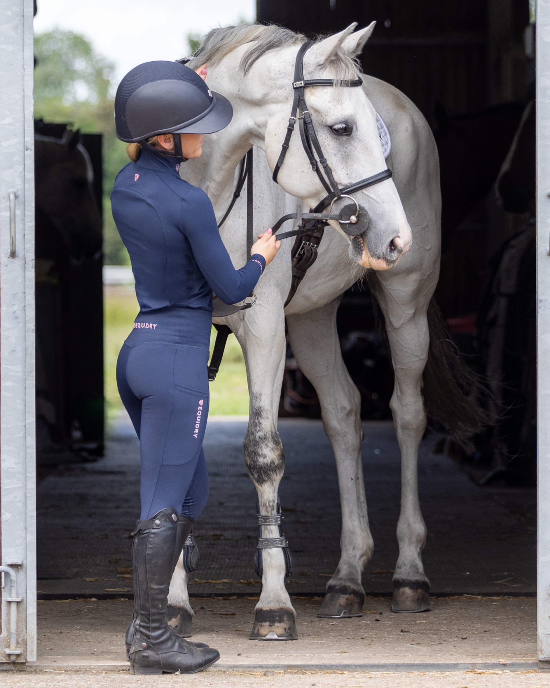 EQUIDRY Women's Water Repellent Base Layer Navy/Pale Pink