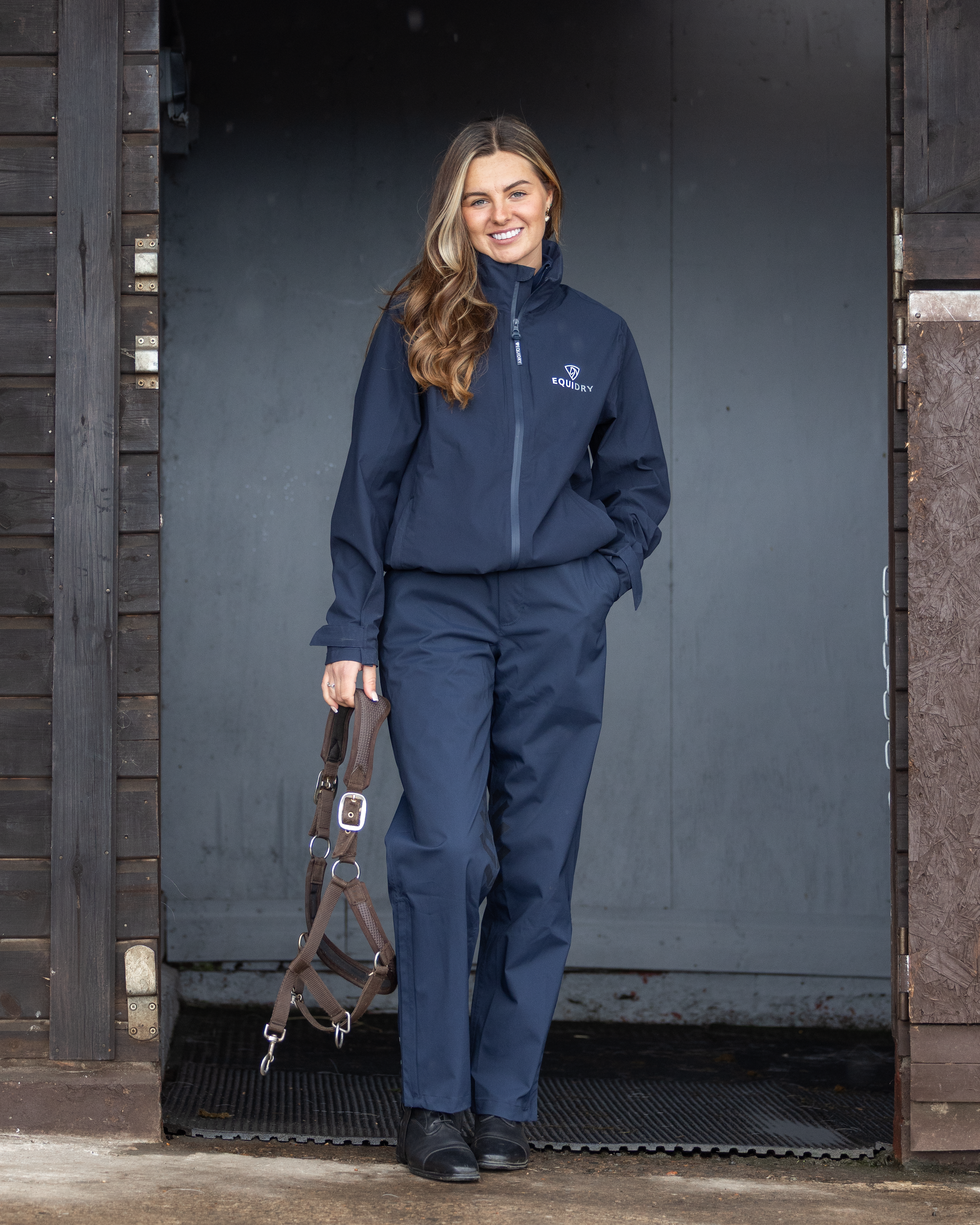 EQUIDRY Nimbus Waterproof Pack Away Jacket Women's Navy