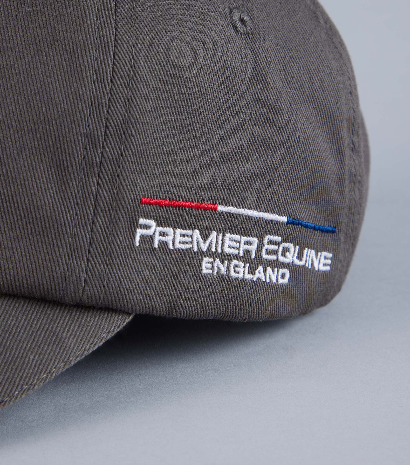 Premier Equine Baseball Cap - Anthracite Grey with Embroidered Logo and Adjustable Strap